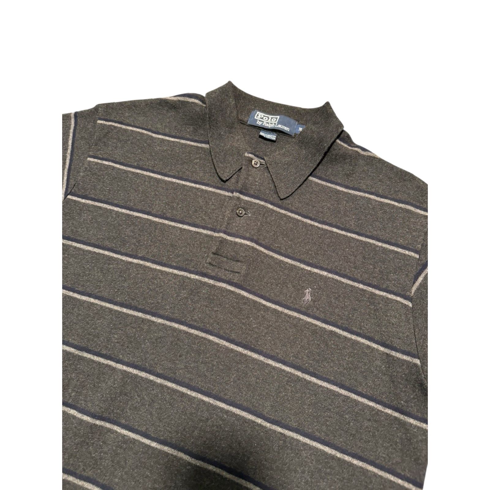 Polo Ralph Lauren VINTAGE Polo Ralph Lauren Striped Long Sleeve Polo Shirt Mens M Gray Blue Polo Ralph Lauren Embroidered Pony Rugby Shirt Size US M / EU 48-50 / 2 - 2 Thumbnail