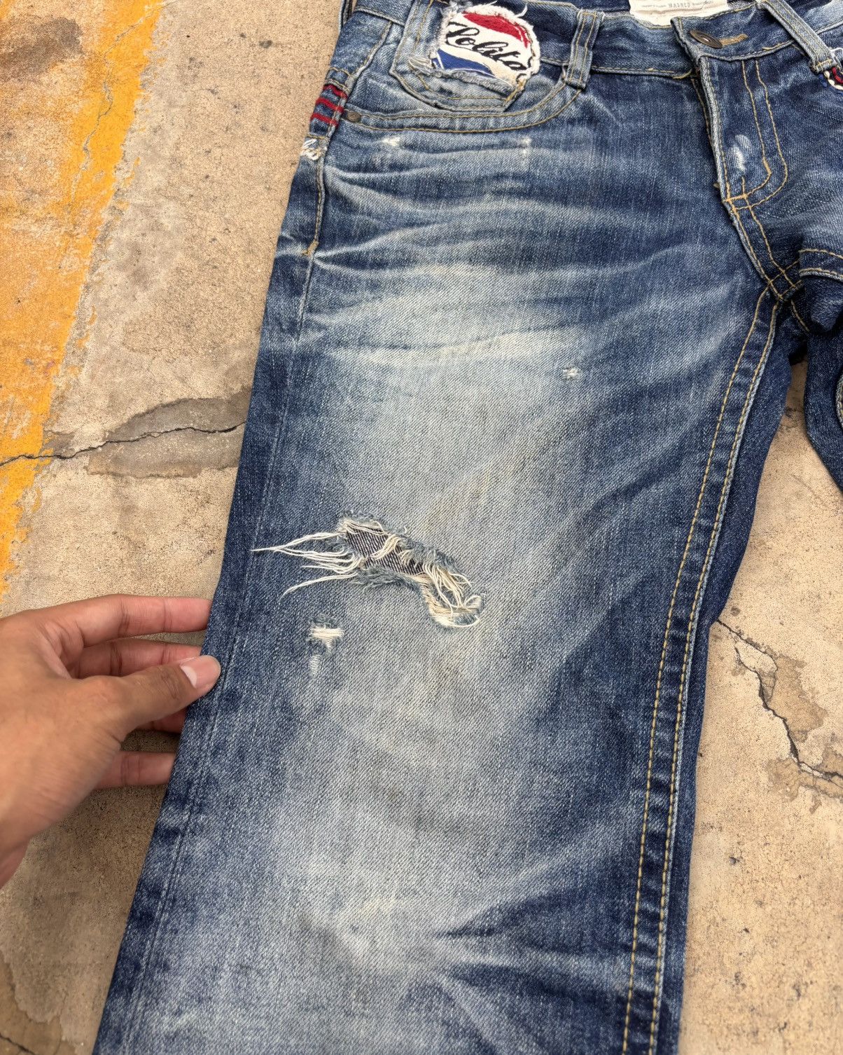 If Six Was Nine Thrashed Distressed LOLITA PEPSI Jeans ERD Grunge Size US 32 / EU 48 - 16 Thumbnail