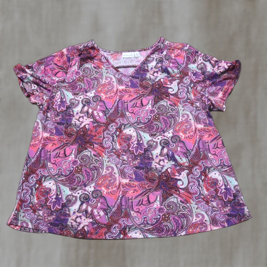 Pinko Kim Rogers Shirt Women 1X Multicolor Paisley Long Sleeve Button-Up Plus Size 1X Womens Size XL / US 12-14 / IT 48-50 - 1 Thumbnail