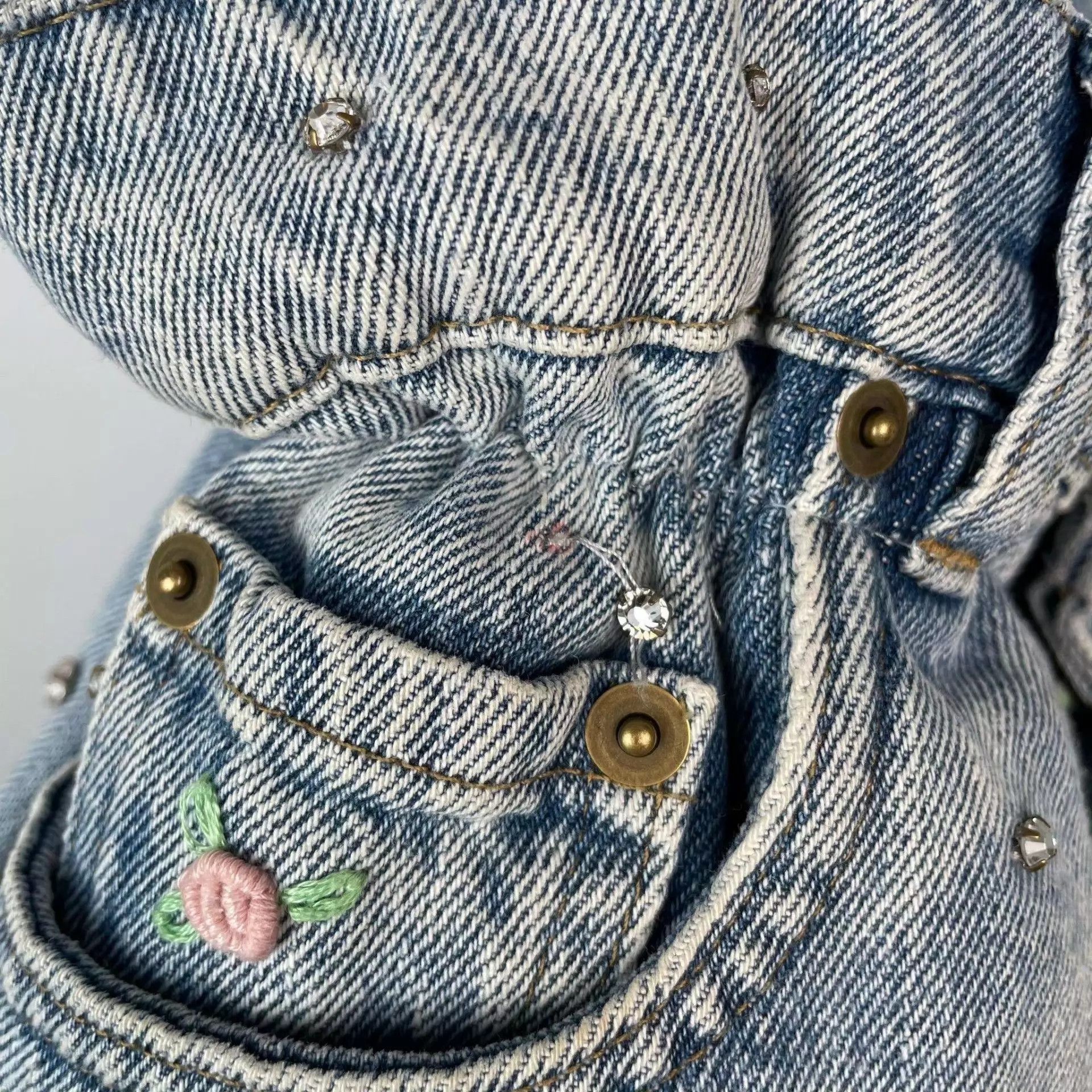 Miu Miu MIU MIU women's Blooming Denim Shorts 95 New 24 Size 24" / US 00 / IT 34 - 4 Thumbnail