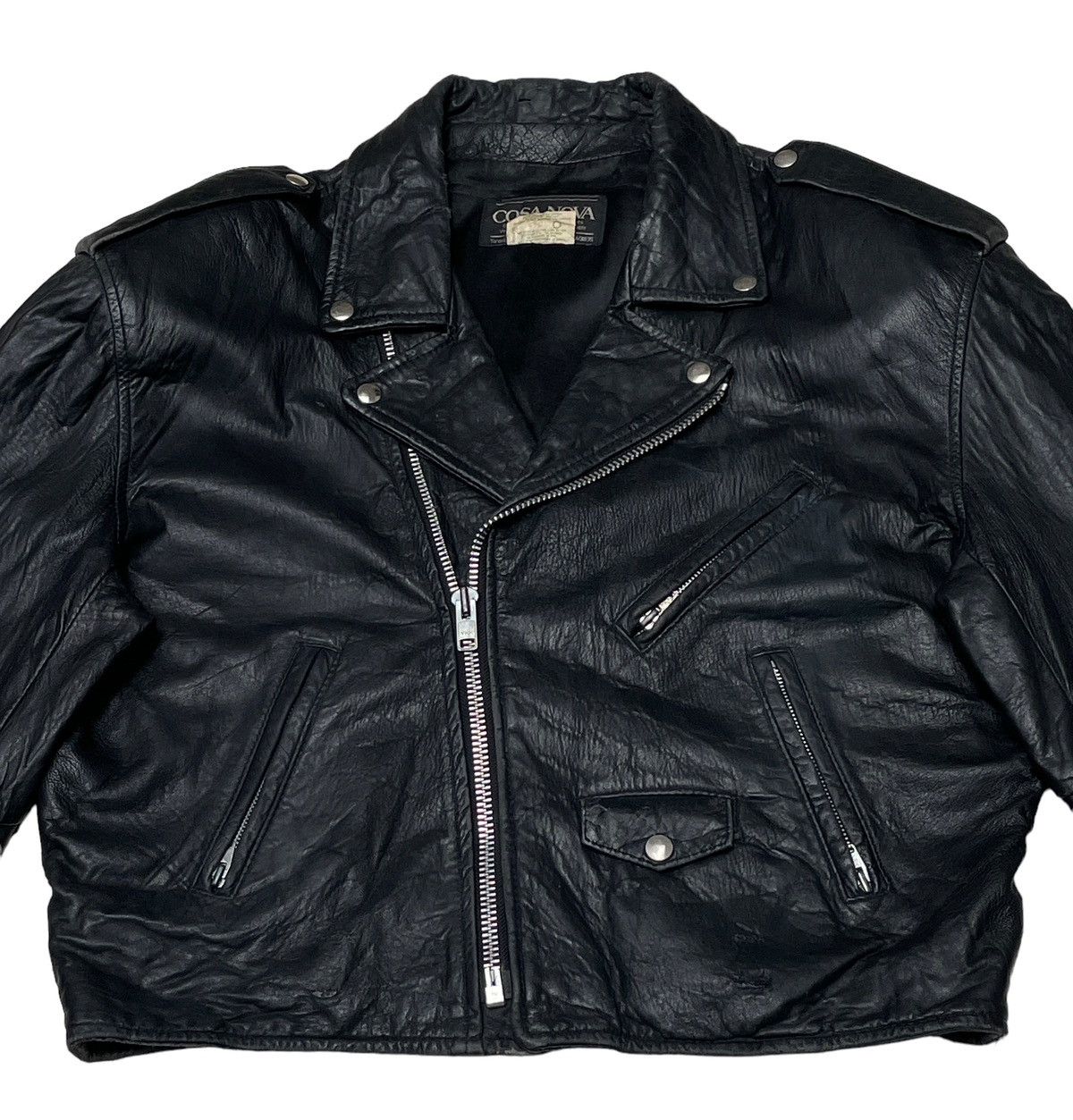 Vintage Vintage Brand Cosa Nova Double Collar Leather Jacket 1990s Size US L / EU 52-54 / 3 - 3 Thumbnail