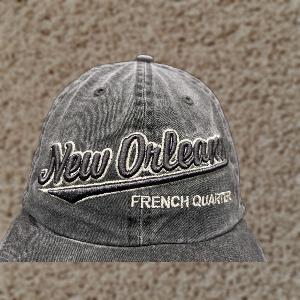 Vintage New Orleans French Quarter Hat Cap Adjustable One Size Gray 100% Cotton Baseball Cap Men Outdoor Casual Travel Vintage: No Size ONE SIZE - 1 Thumbnail