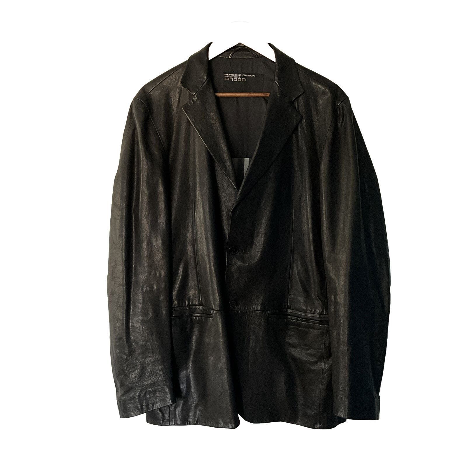 image of Porsche Design Leather Jacket Sport Coat Size 52 Large P’1000 in Black, Men's