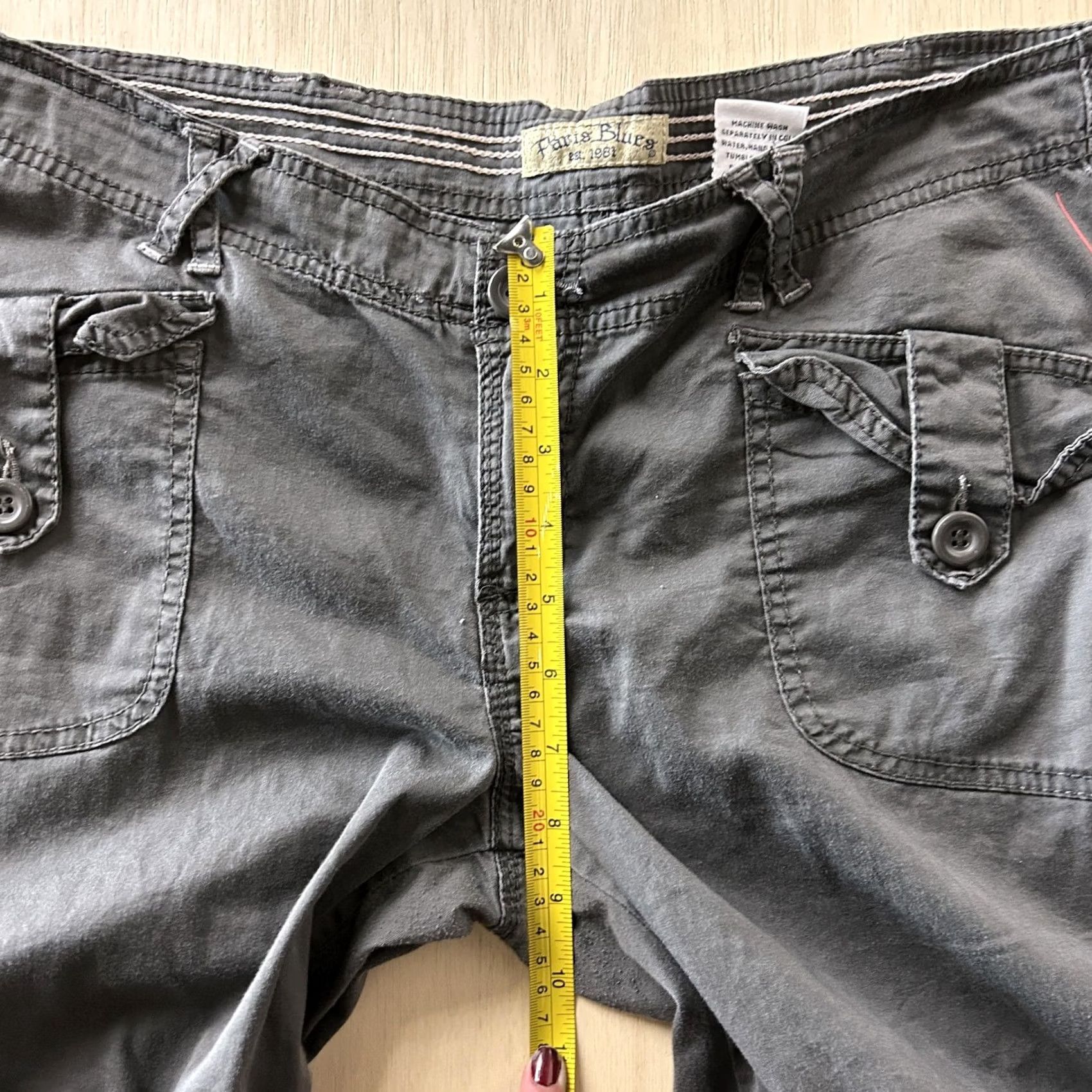 Vintage Paris Blues Shorts Womens 13 Gray Twill Cargo Pockets Casual Summer Size 34" / US 12 / IT 48 - 6 Thumbnail