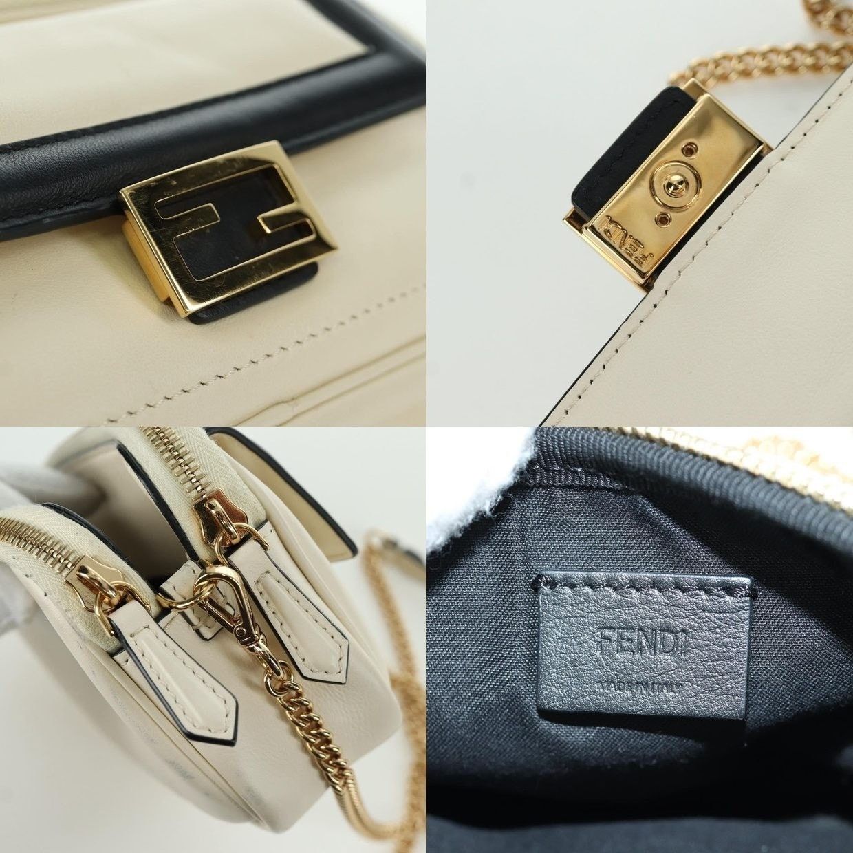 Fendi Fendi Leather Easy Baguette Chain Shoulder Bag Ivory Size ONE SIZE - 12 Thumbnail