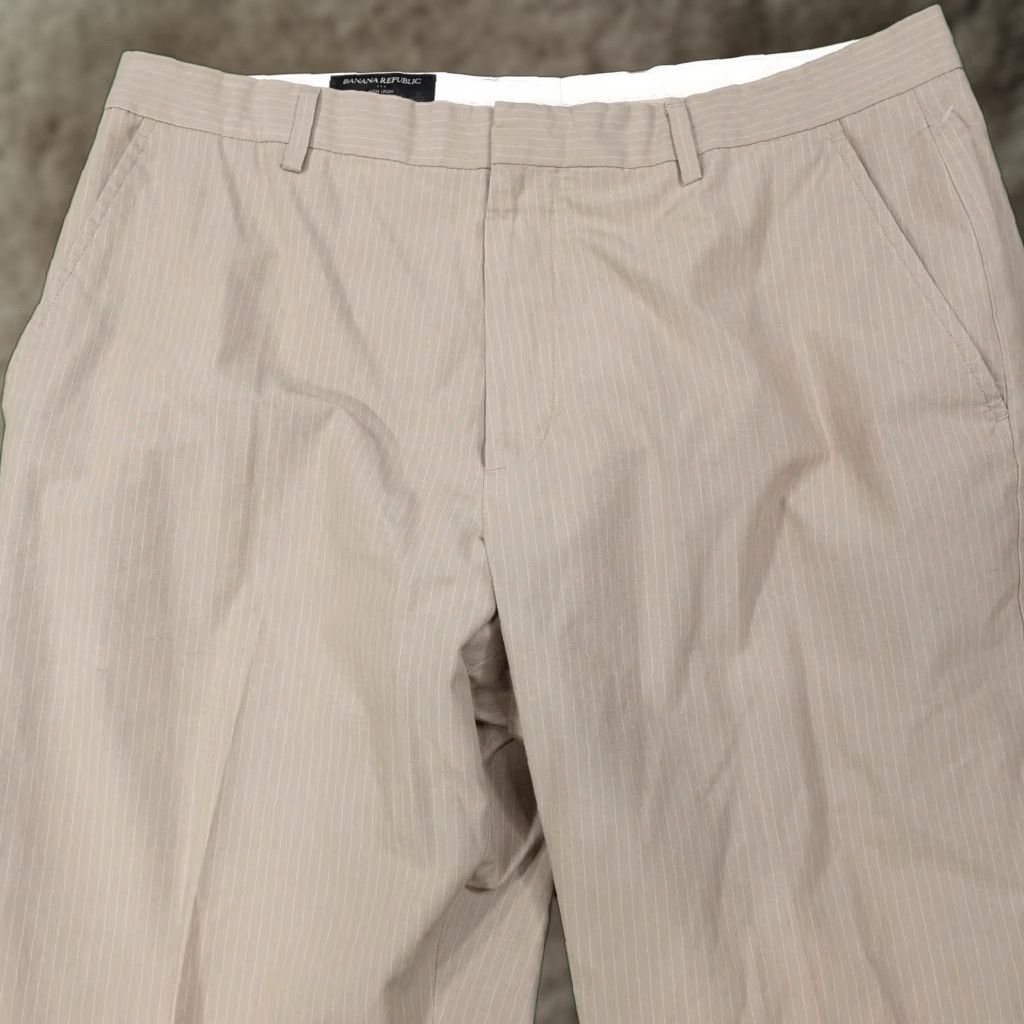Banana Republic Banana Republic Pants Mens 35x34 Beige Non Iron Classic Fit Pinstripe Business Casual Size US 35 - 1 Thumbnail
