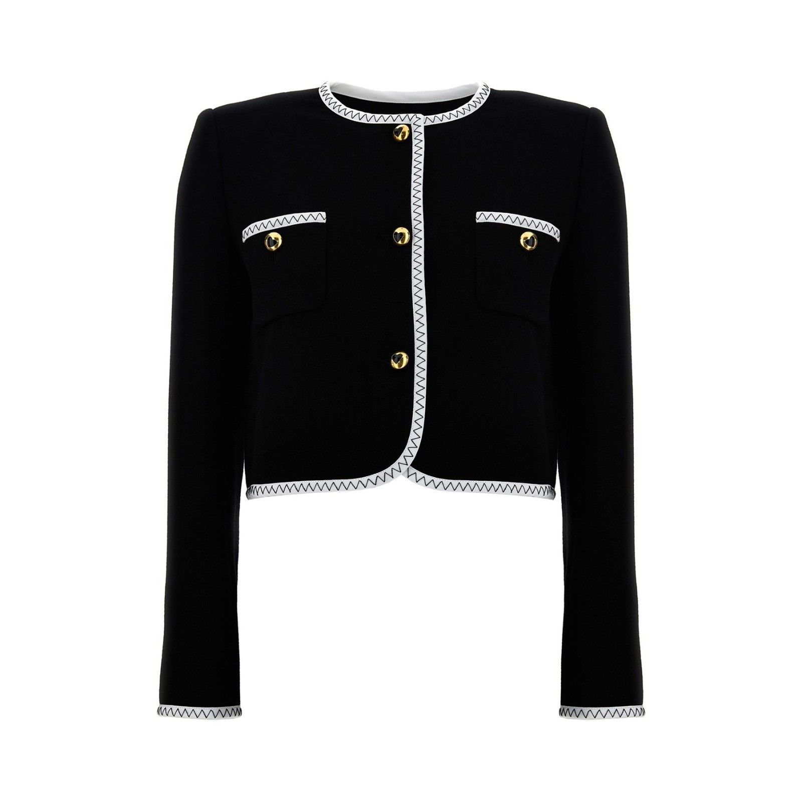 MOSCHINO Crepe White/Black Short Jacket New & Authentic (Wom