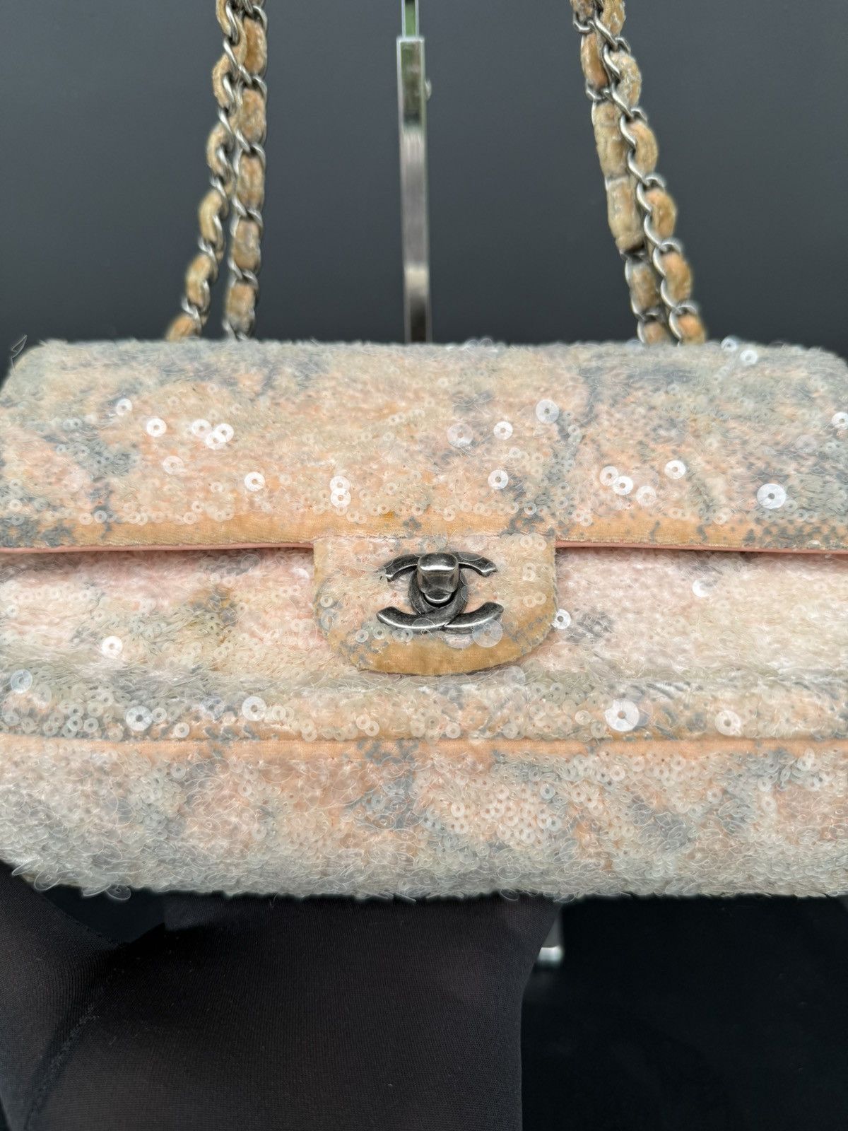 Chanel Chanel - Pink Sequined Small Double Flap Shoulder Bag Size ONE SIZE - 6 Thumbnail
