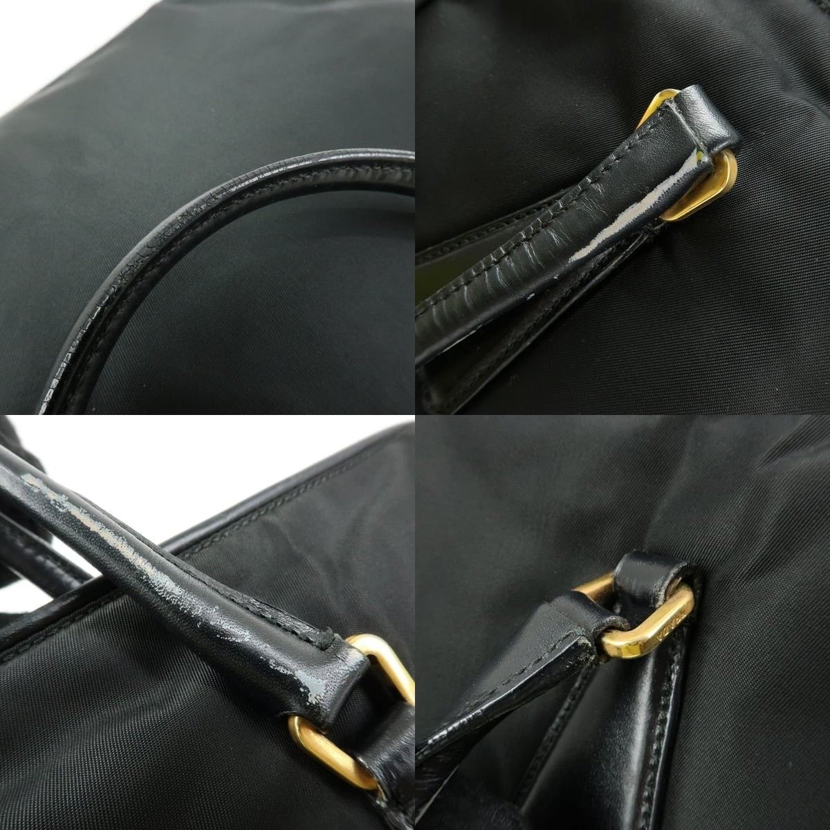 Prada Prada Triangle Logo Nylon Leather Tote Black Size ONE SIZE - 4 Thumbnail