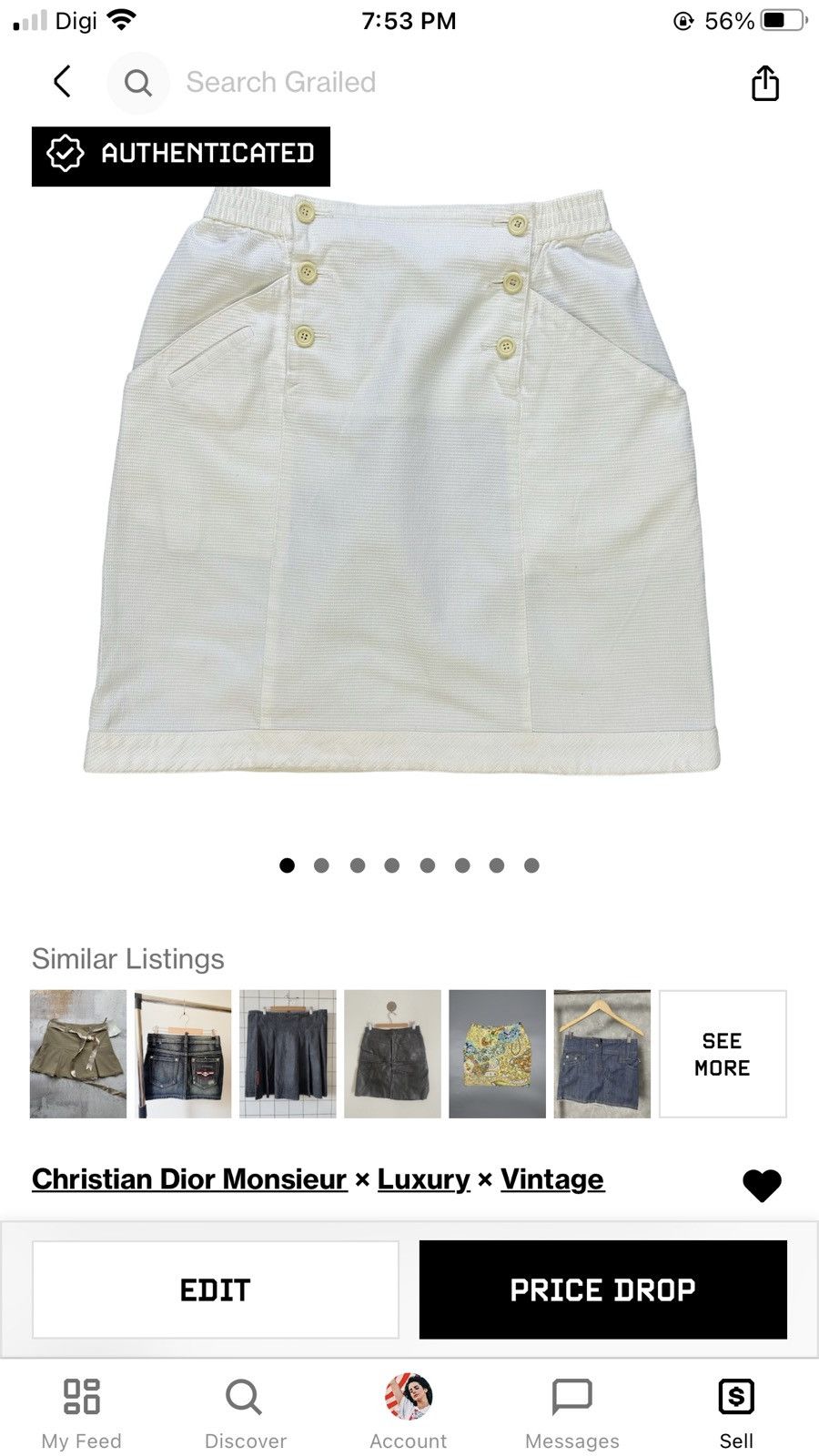 Christian Dior Monsieur CHRISTIAN DIOR SPORTS WHITE SKIRT #7999-71 Size 25" / US 0 / IT 36 - 9 Thumbnail