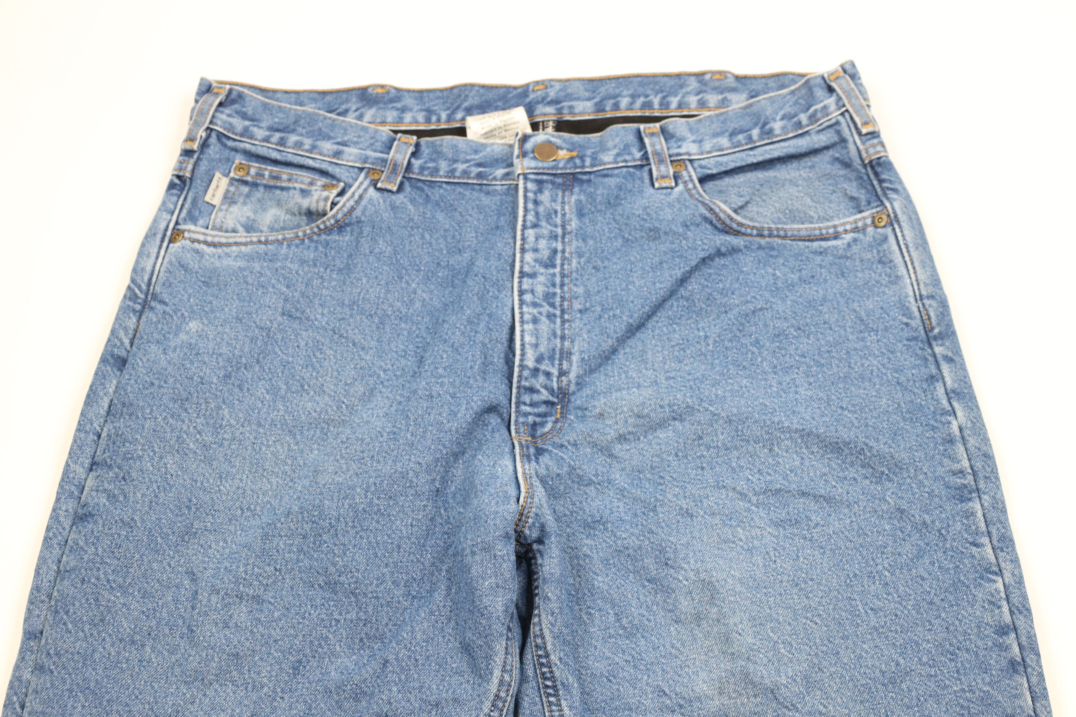 Carhartt × Vintage Vintage Carhartt Fleece Lined Relaxed Fit Denim Jeans Blue Size US 38 / EU 54 - 3 Thumbnail