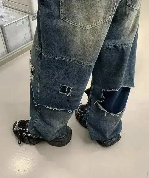 Jean Ripped Design Washed Jeans Size US 28 / EU 44 - 4 Thumbnail
