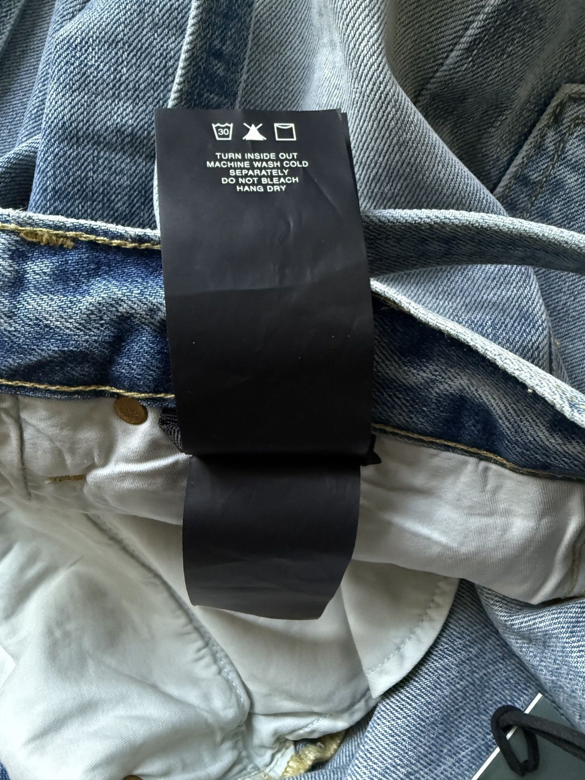 Designer × Fear of God NEW FOG 6th collection blue ripped distressed STRAIGHT JEANS Size US 32 / EU 48 - 9 Thumbnail