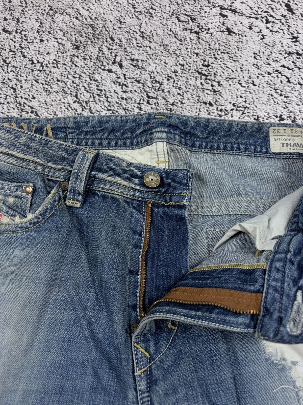 Diesel Diesel Thavar 008QL Distressed DNA Slim Skinny Jeans 31x32 Size US 31 - 9 Thumbnail