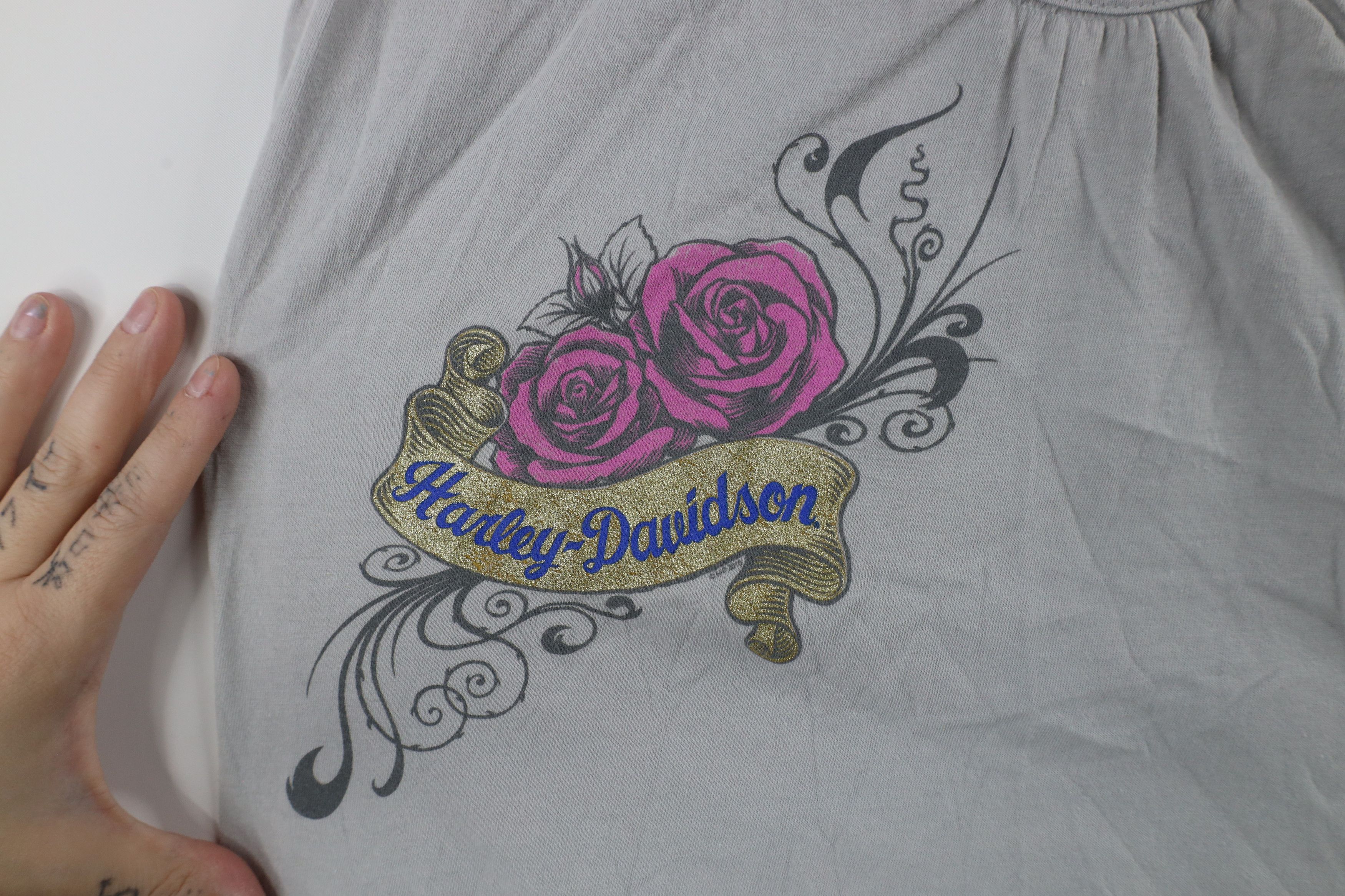 Harley Davidson × Vintage Vintage Harley Davidson Tribal Rose Flower Tank Top T-Shirt Size M / US 6-8 / IT 42-44 - 4 Thumbnail