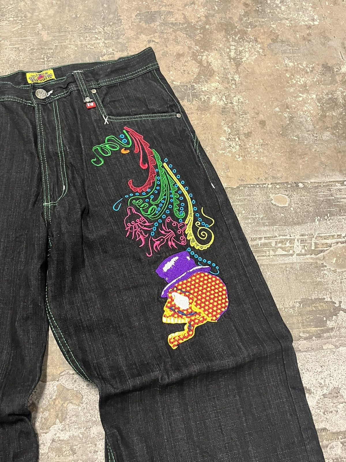Southpole × Vintage Y2k baggy fit embroidery jnco style jeans hype opium Size US 34 / EU 50 - 5 Thumbnail