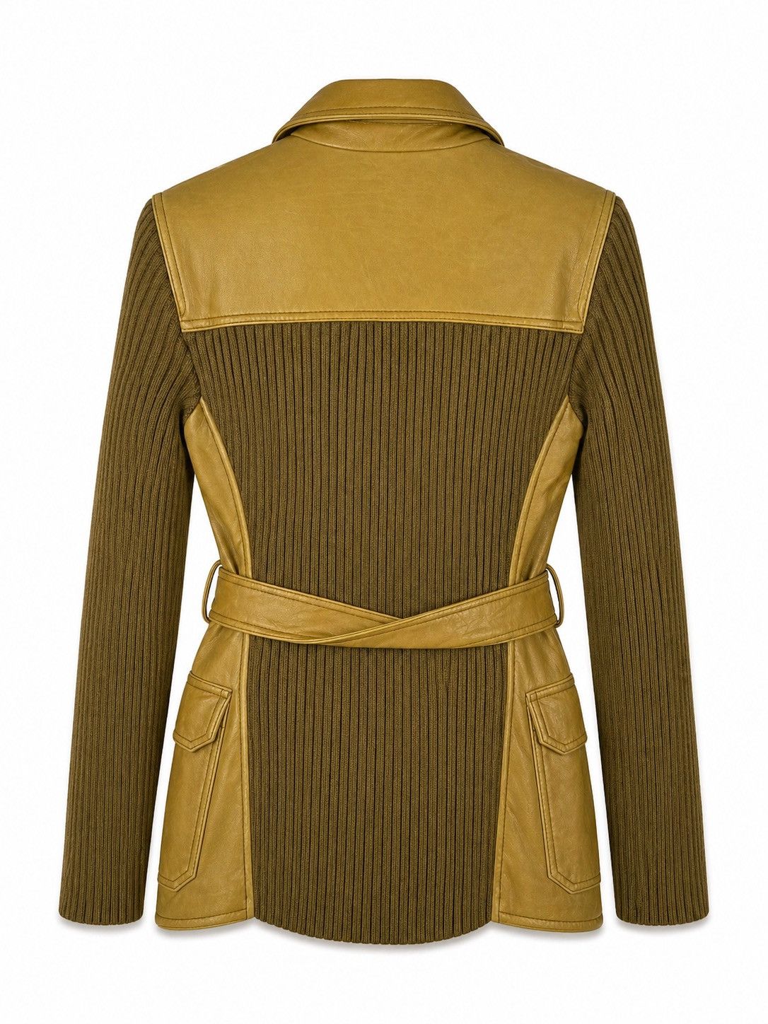 Massimo Dutti Vintage Massimo Dutti Women Leather Knit Hybrid Jacket Belt Size S / US 4 / IT 40 - 2 Thumbnail