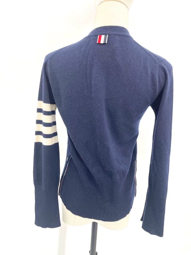 Thom Browne Thom browne Dark blue four-striped cashmere cardigan jacket Size XS / US 0-2 / IT 36-38 - 2 Thumbnail