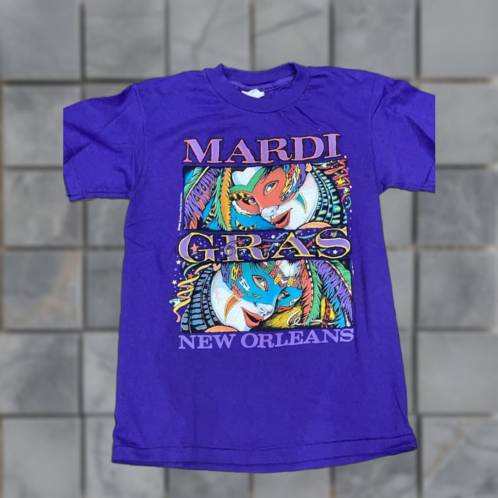 Vintage VINTAGE Mardi Gras New Orleans T-Shirt Single Stitch Small Purple Mens S Shirt Size US S / EU 44-46 / 1 - 1 Thumbnail