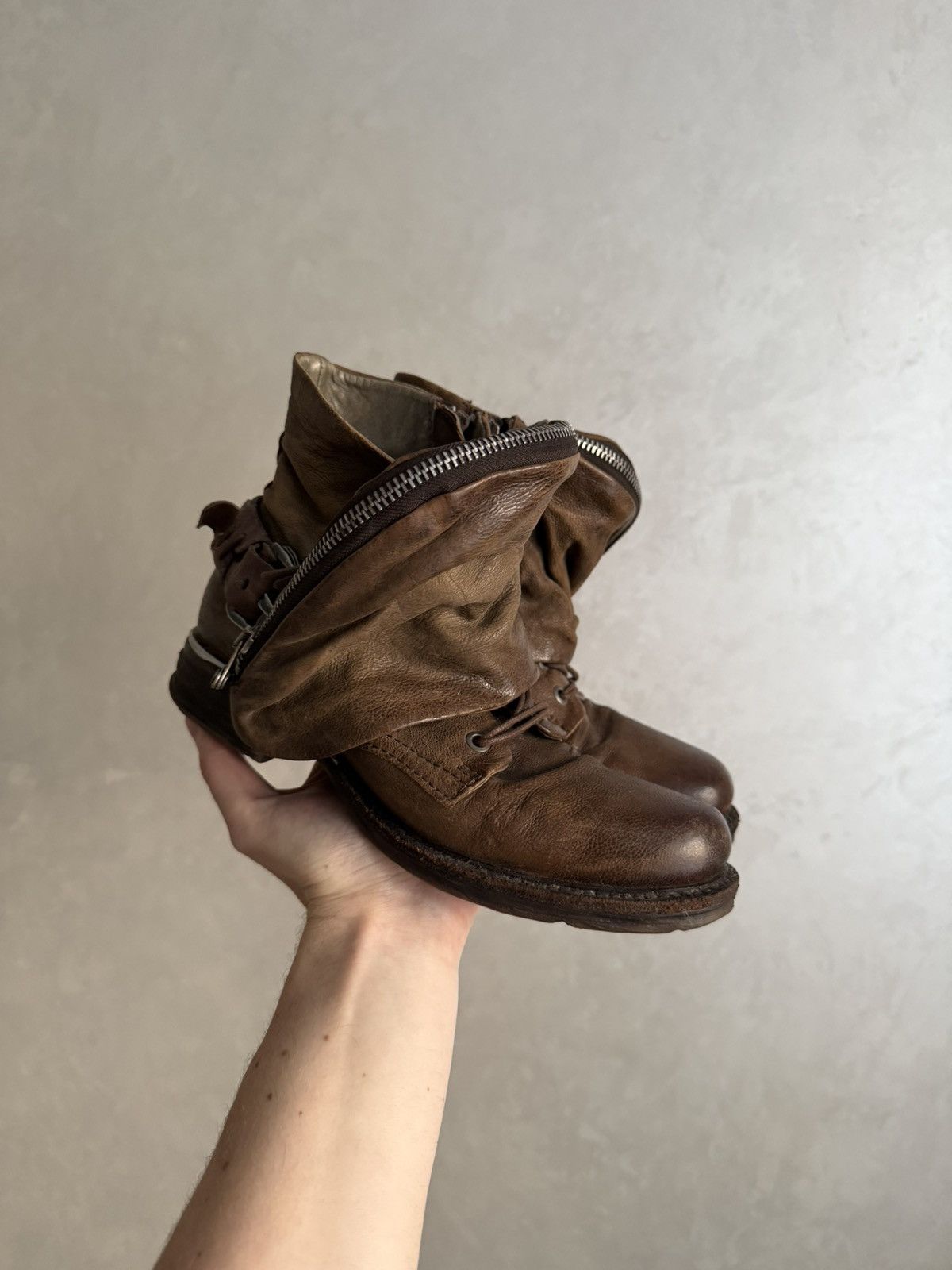 A.S.98 Vintage Italian AS 98 Rick Owens Style Leather Biker Boots Size US 7 / IT 37 - 2 Thumbnail