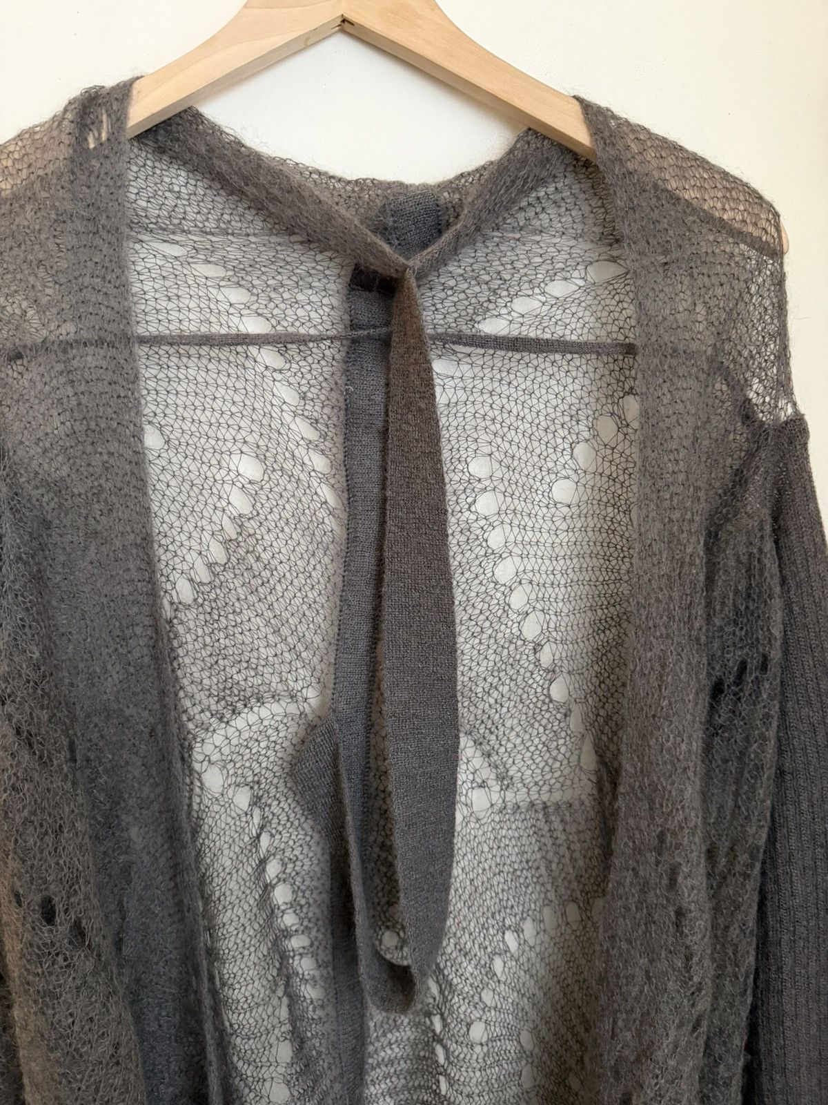 Rick Owens Rick Owens STAG FW 2008 gray open knit draped cardigan Size M / US 6-8 / IT 42-44 - 4 Thumbnail