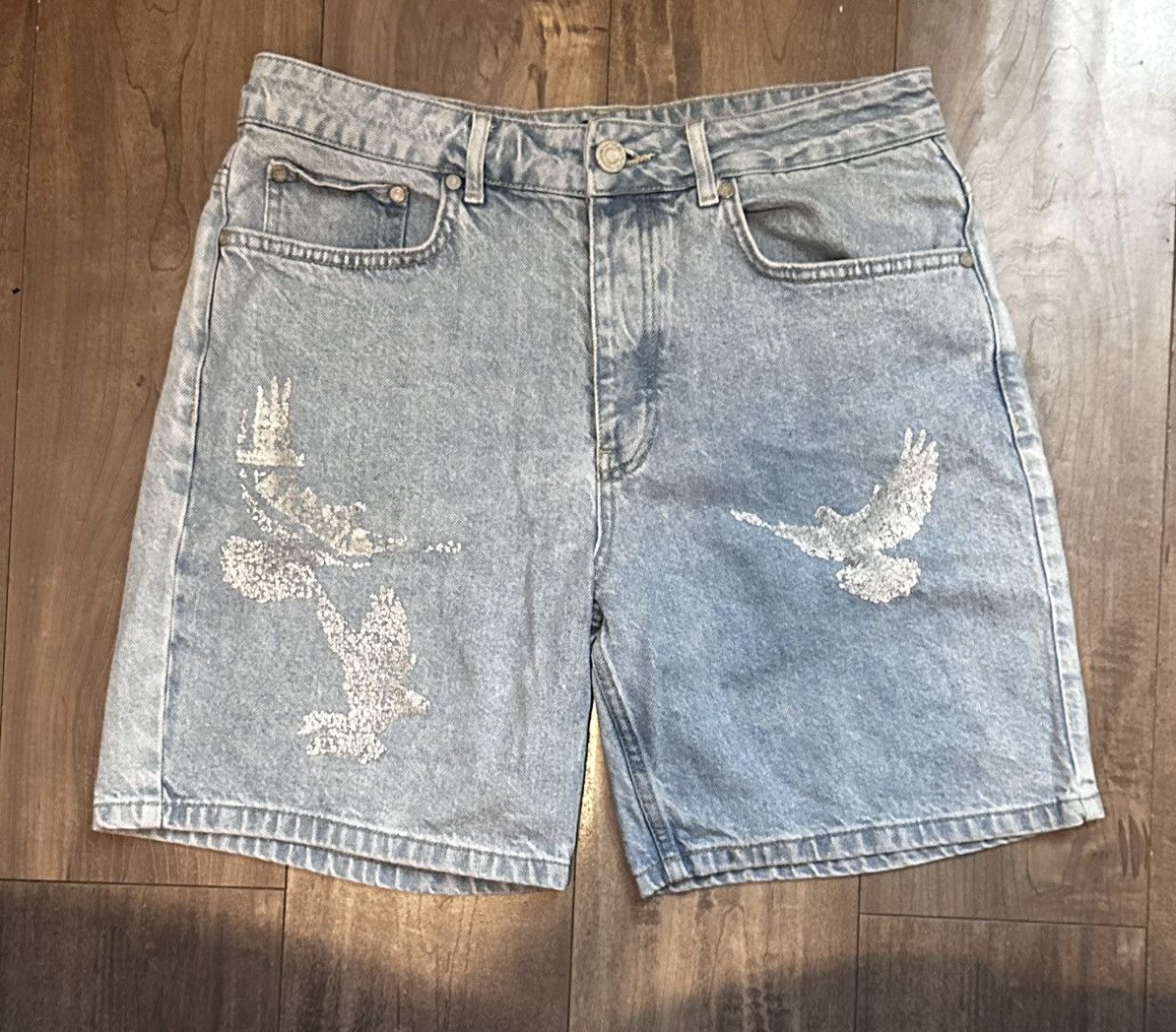 Boohoo Dove Design Streetwear Denim Jorts Streetwear Size US 32 / EU 48 - 2 Thumbnail