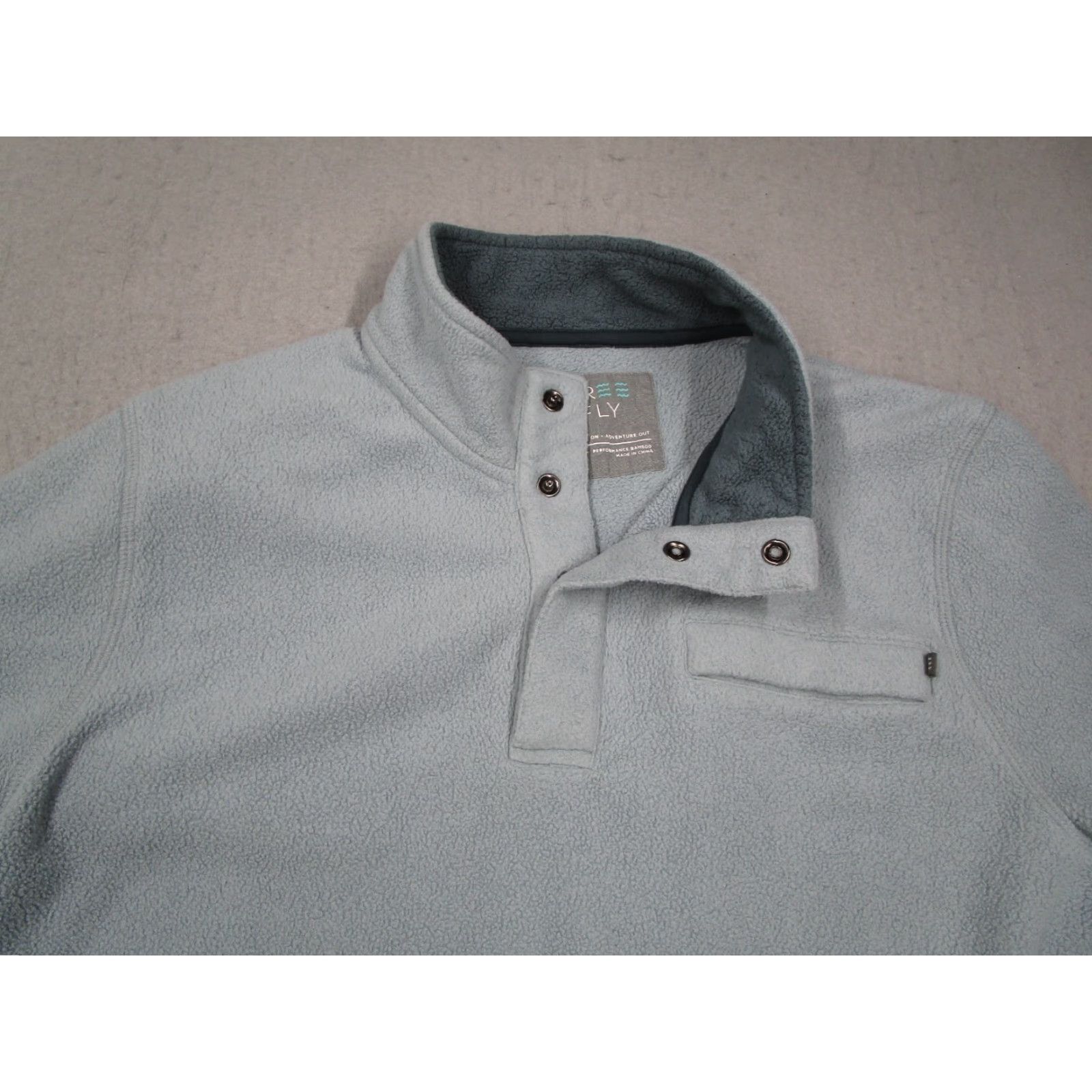 Vintage Free Fly Jacket Mens Large Blue 1/4 Snap Performance Bamboo Pullover Fleece Hike Size US L / EU 52-54 / 3 - 2 Thumbnail