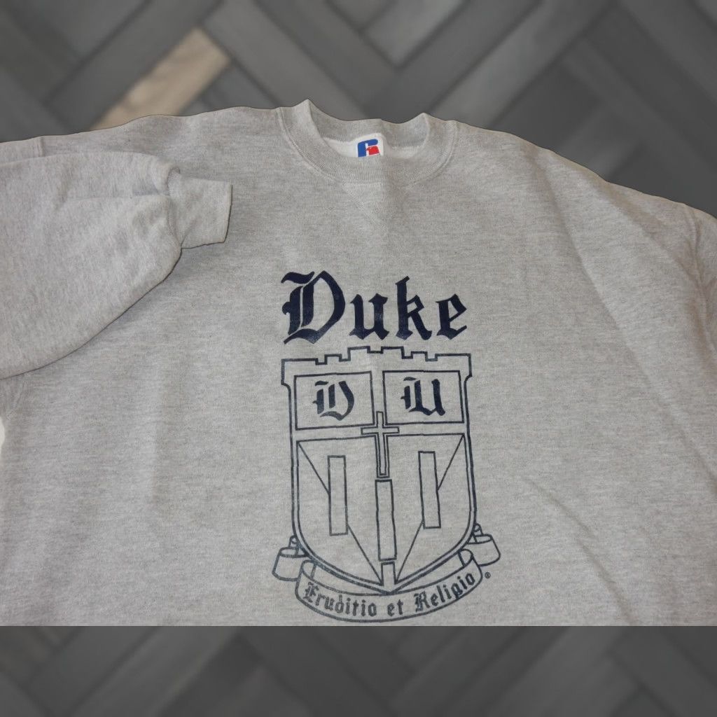 Vintage VTG Russel Men's Sweater XL Duke Blue Devils USA Made Gray Pullover 90s Mens Size US XL / EU 56 / 4 - 1 Thumbnail