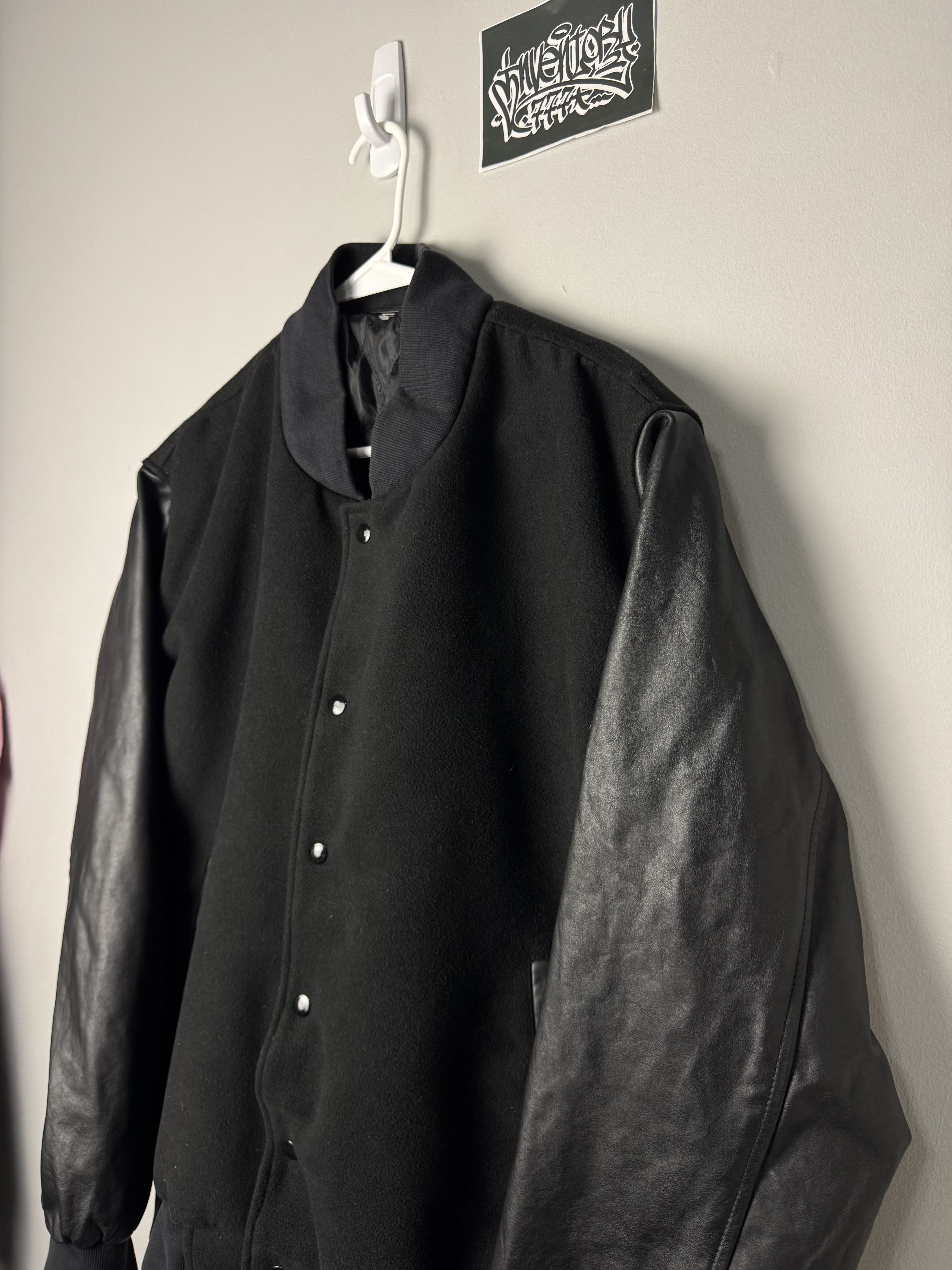 Vintage Blank Varsity Jacket - Leather / Wool - Quilted Linen Size US XXL / EU 58 / 5 - 4 Thumbnail