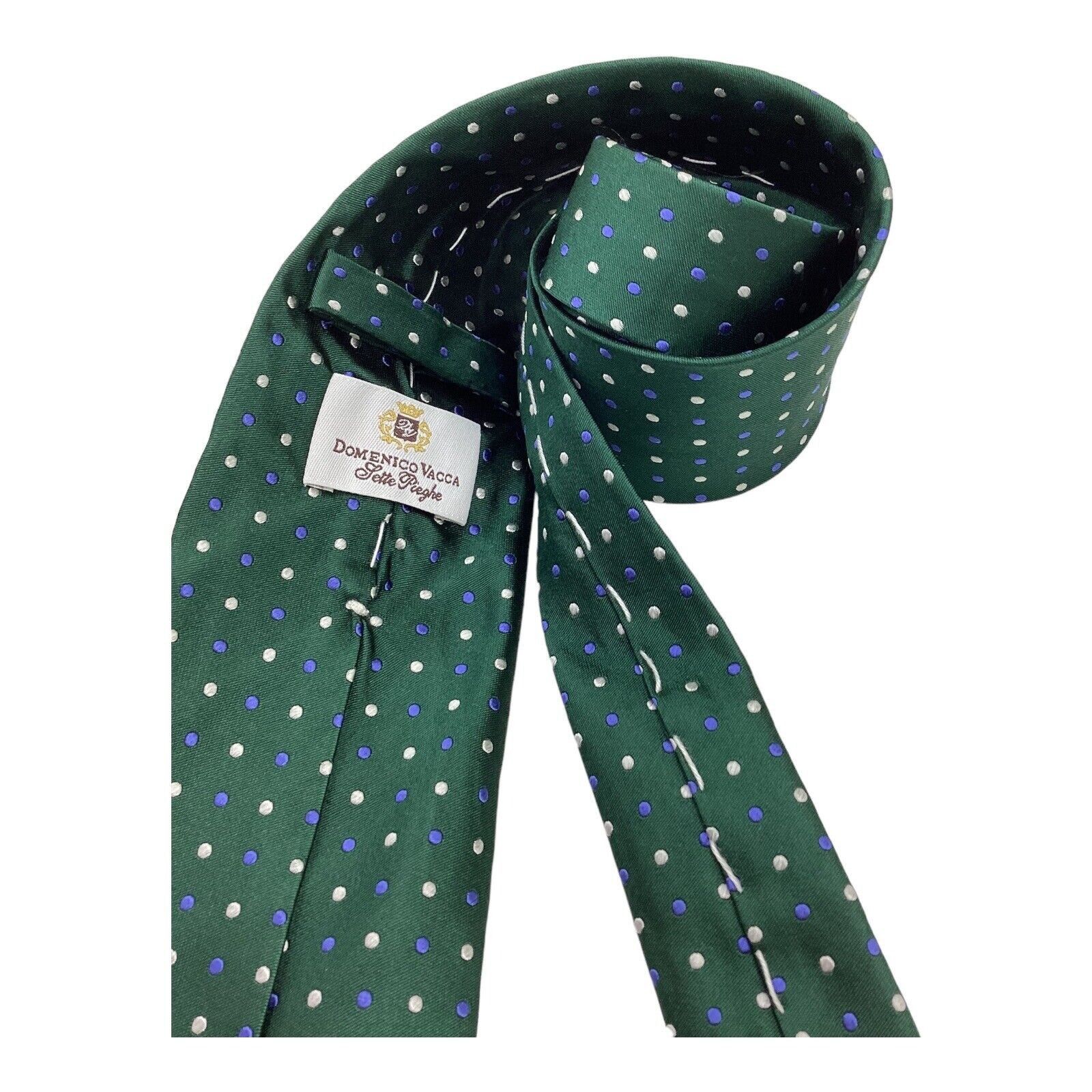 Domenico Vacca DOMENICO VACCA 7Fold Green Pin Dots Luxury Silk Tie Italy W: Size ONE SIZE - 3 Thumbnail