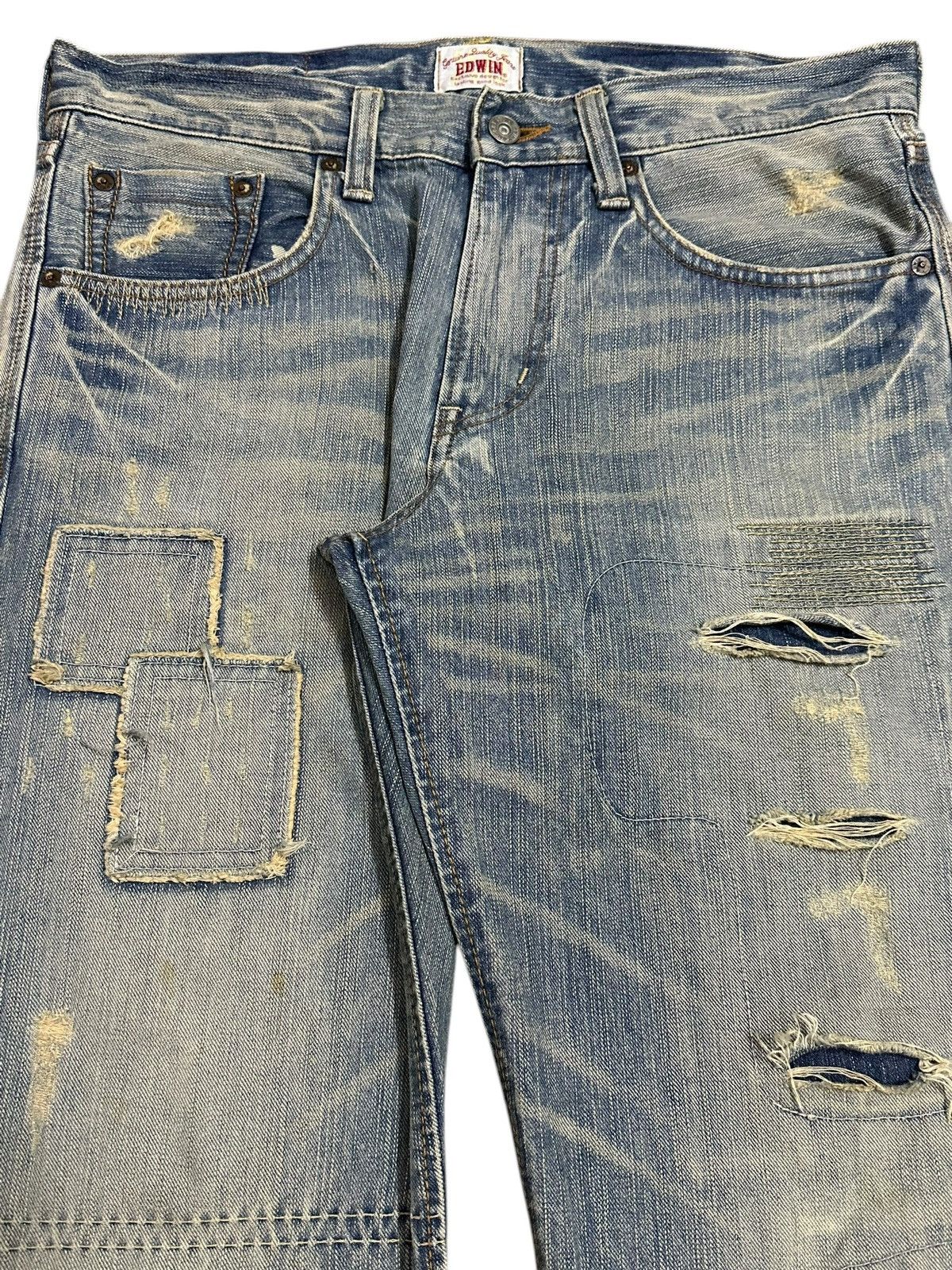 Edwin Edwin XV Exclusive Vintage Faded Wash Distressed Loose Jeans Size US 34 / EU 50 - 4 Thumbnail