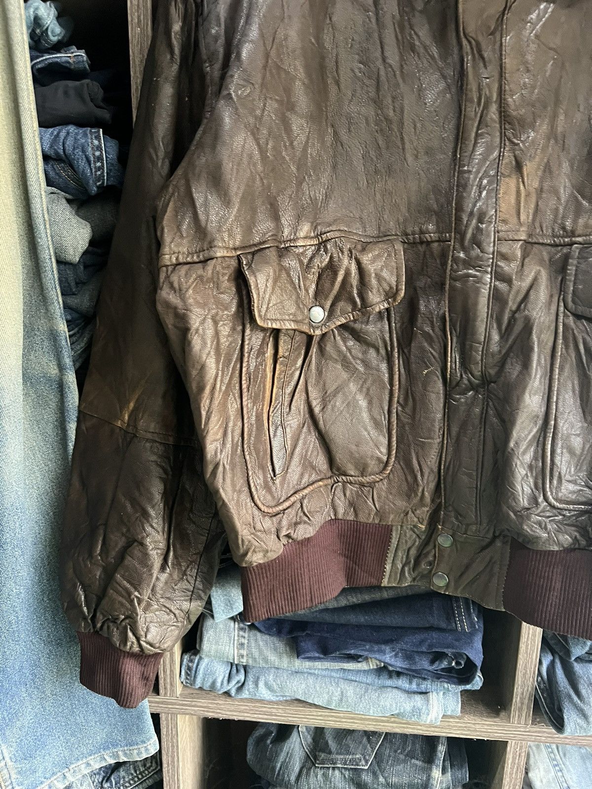 Genuine Leather 🔥Vintage Unknown Brand Real Leather Jacket Size US XL / EU 56 / 4 - 7 Thumbnail
