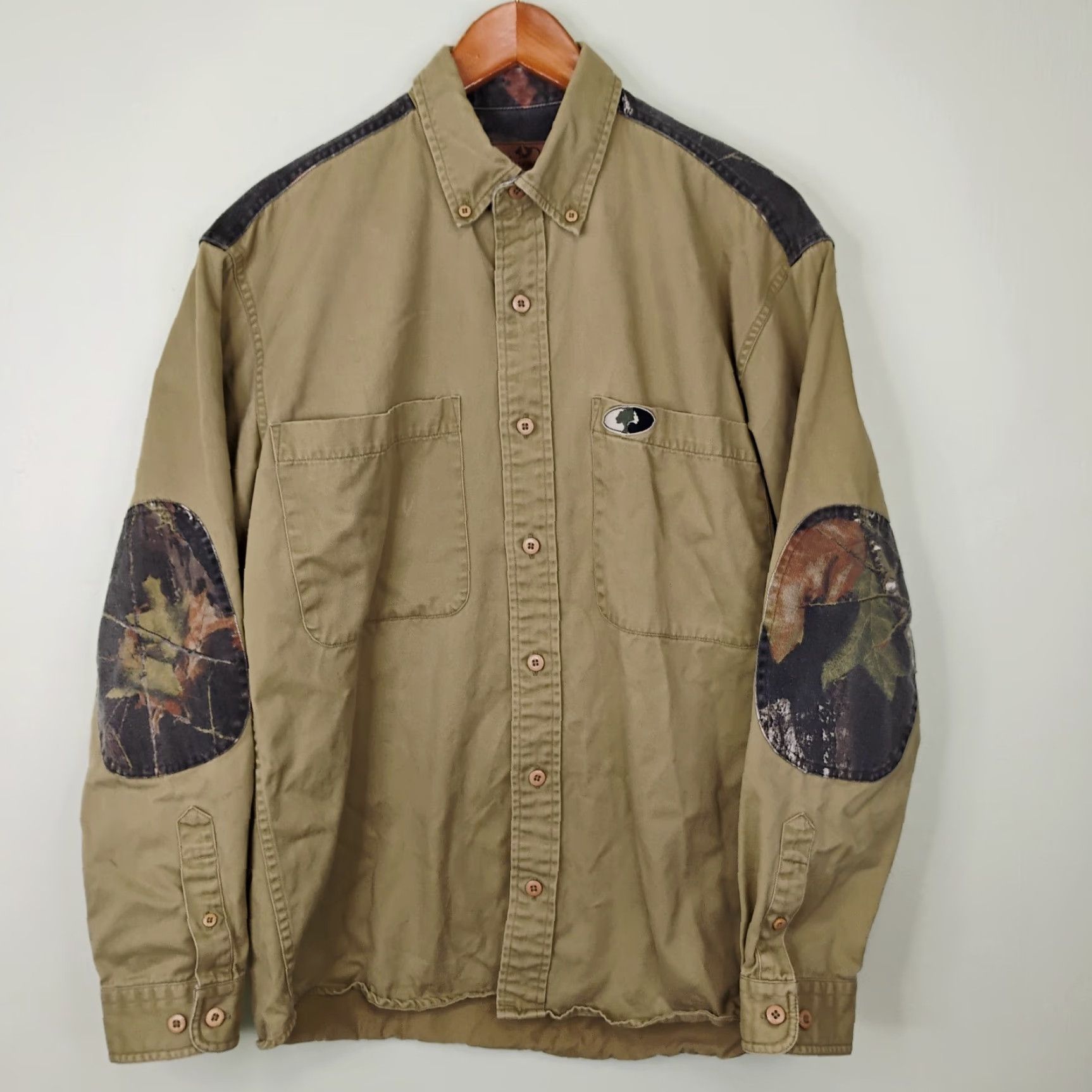 Vintage Mossy Oak Western Camo Elbow Pads Button Down Pocket Shirt Mens M Green Size US M / EU 48-50 / 2 - 2 Thumbnail