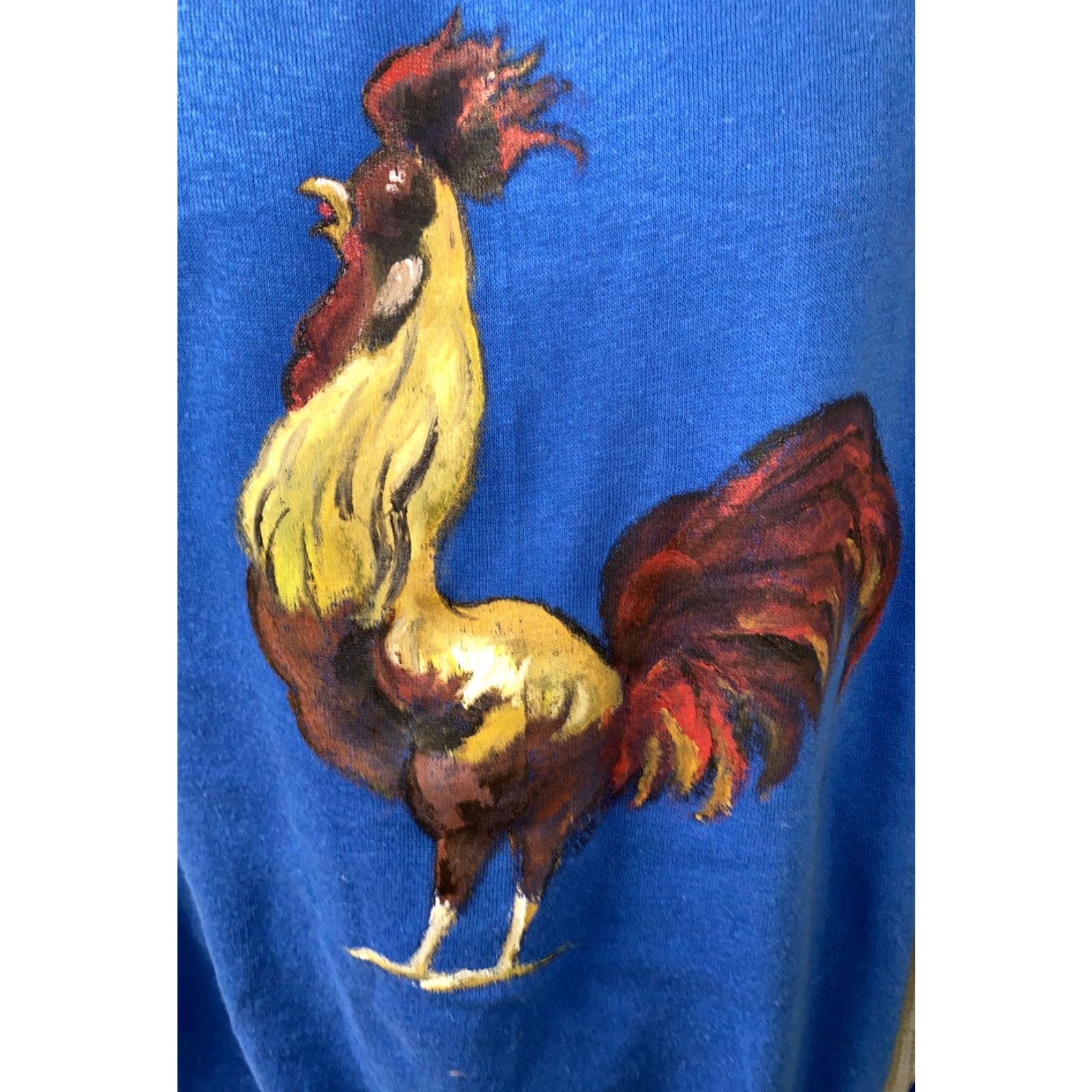 Vintage Men's USA Made Blue Fleece Lined Handpainted Crewneck Sweater Size M Size US M / EU 48-50 / 2 - 2 Thumbnail