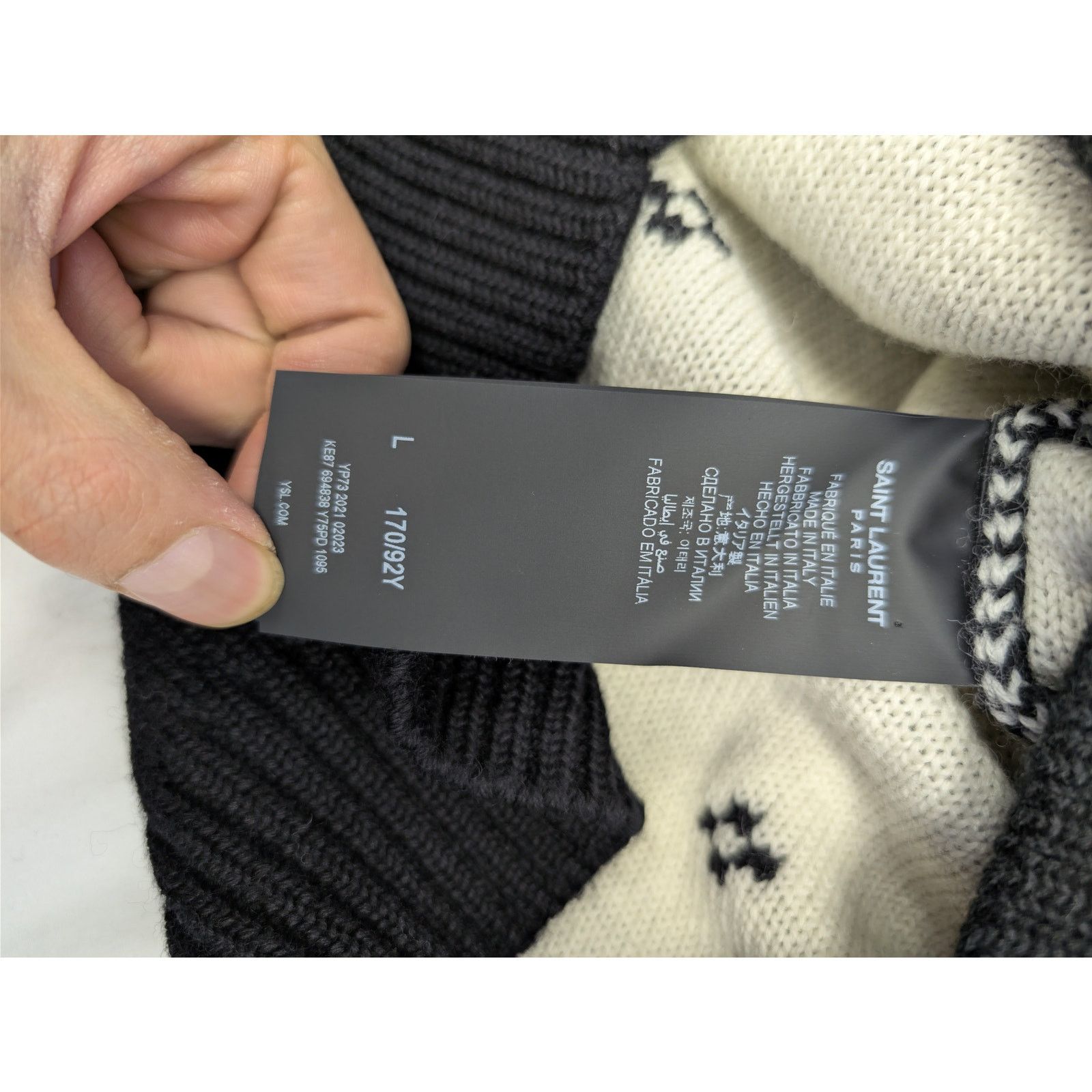 Saint Laurent Paris o1rshd1 Nordic Knit Wool Reindeer Sweater in Black Size US L / EU 52-54 / 3 - 17 Thumbnail