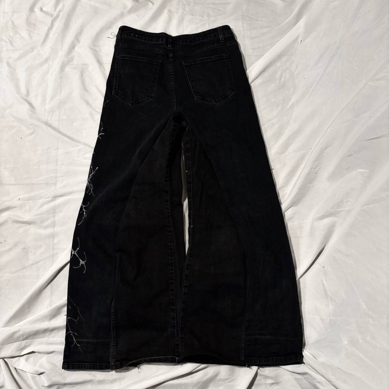 Japanese Brand Custom Black Baggy Jeans with White cyber sigilismPrint Size US 36 / EU 52 - 4 Thumbnail