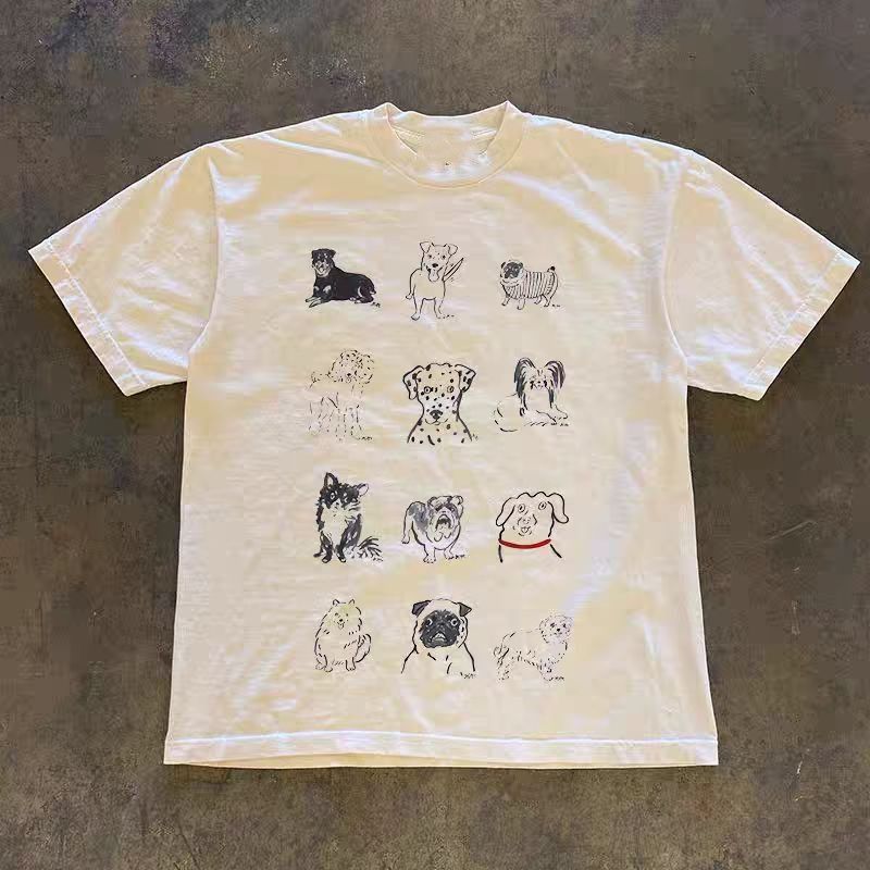 Vintage White casual retro puppy print t-shirt Size US M / EU 48-50 / 2 - 1 Thumbnail