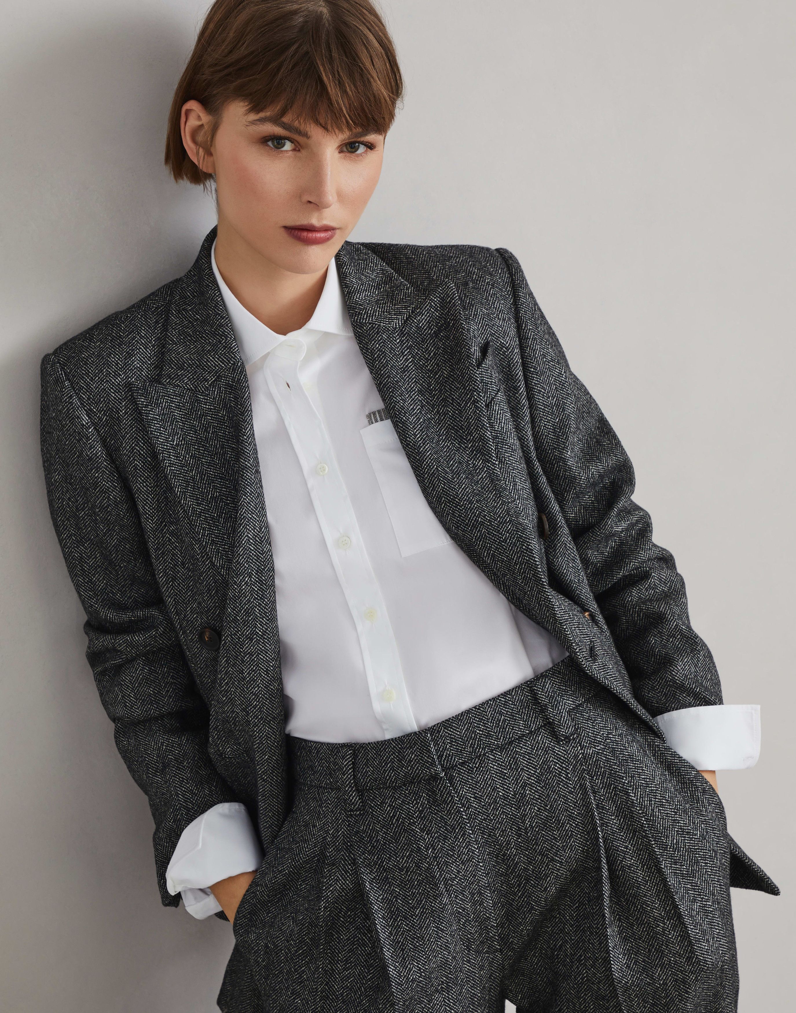 Brunello Cucinelli o1la1rc1a1025 Blazer in Grey Size L / US 10 / IT 46 - 3 Thumbnail