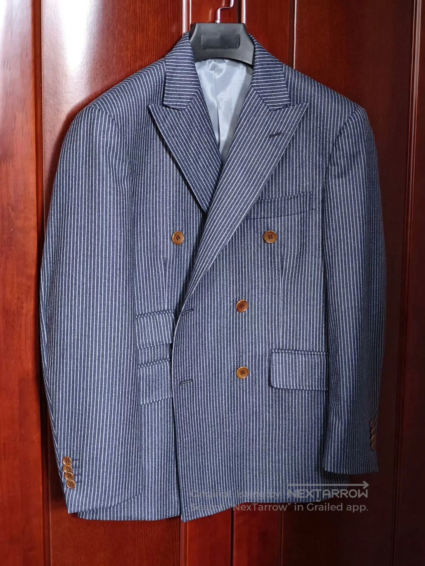 Japanese Brand Italian Wool Custom Suit with Stripes. Size US S / EU 44-46 / 1 - 1 Thumbnail