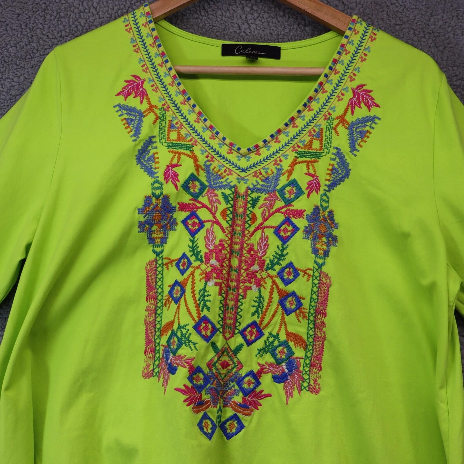 Other Calessa Nwt Green Embroidered V 3/4 Sleeve Tunic Top Large L Size L / US 10 / IT 46 - 3 Thumbnail