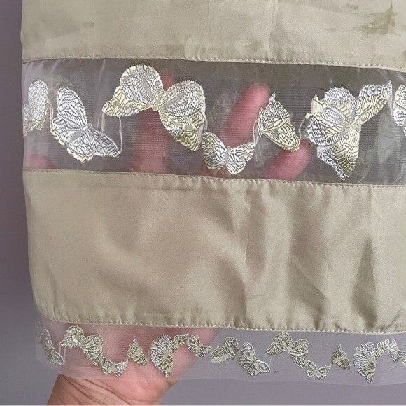 Other Pistachio Green Organza Butterflies Trim Slip Skirt - M 🇮🇹 Size 30" / US 8 / IT 44 - 4 Thumbnail