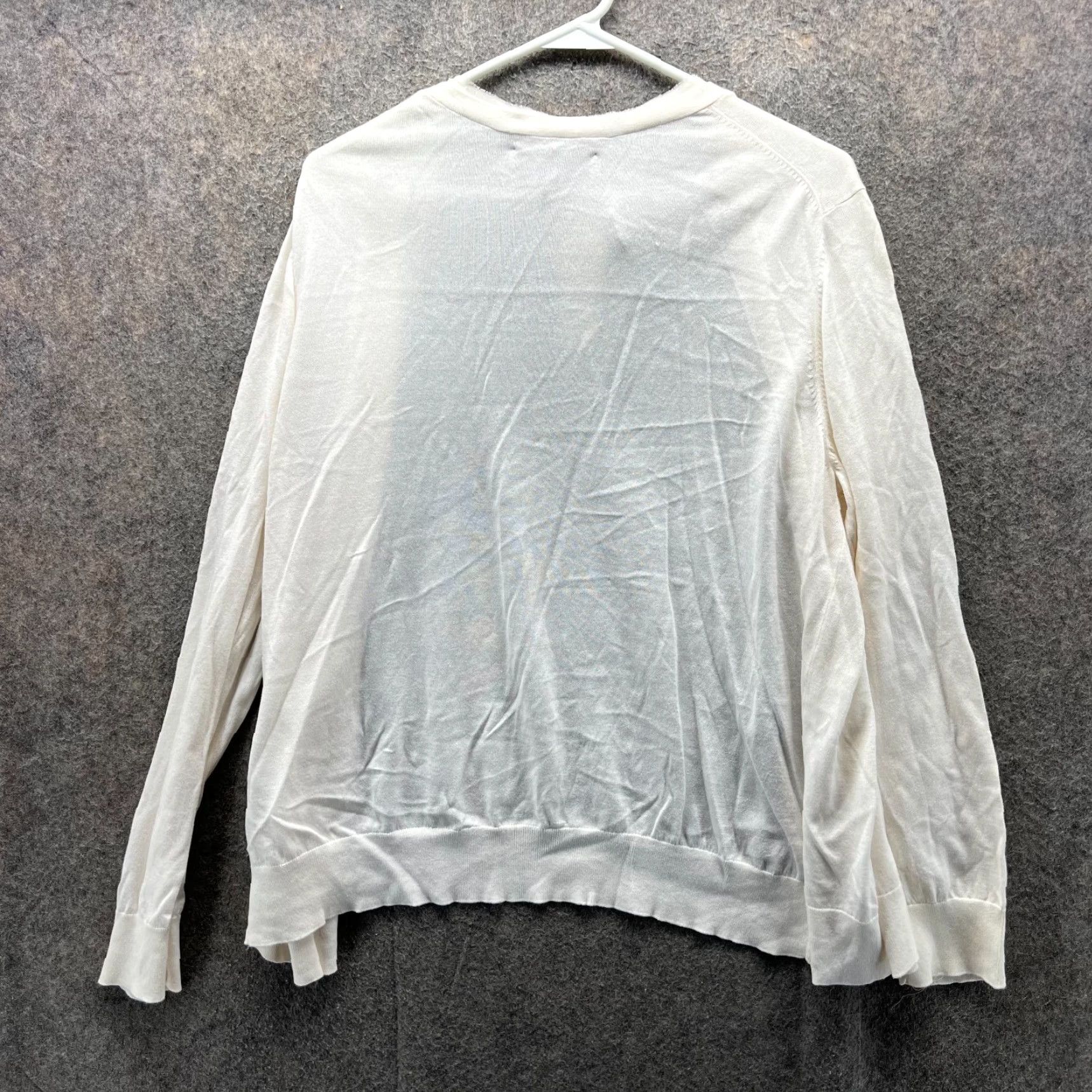 Tommy Bahama VINTAGE Tommy Bahama Cardigan Womens XL Cream Pickford Frayed Lightweight Open Front Size XL / US 12-14 / IT 48-50 - 2 Thumbnail