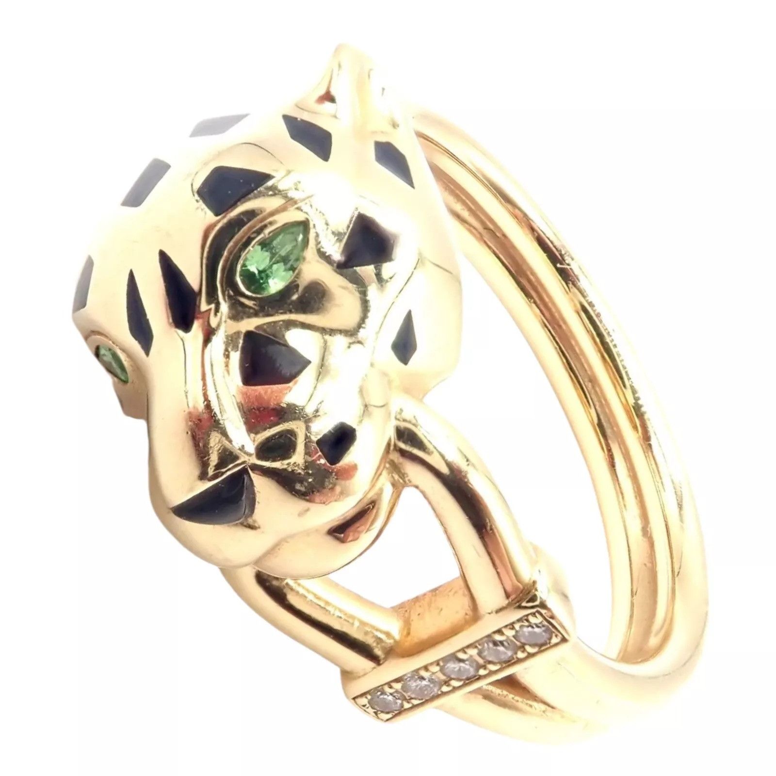 Cartier Cartier Panthere 18k Gold Diamond Lacquer Tsavorite Ring Size ONE SIZE - 1 Thumbnail