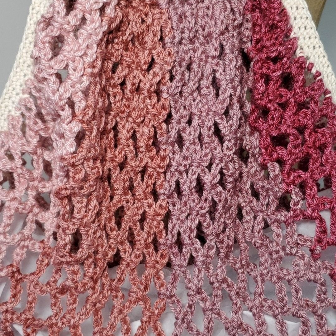 Handmade Market Bag Burgundy Handmade Crochet French Net Tote Sack Size ONE SIZE - 8 Thumbnail