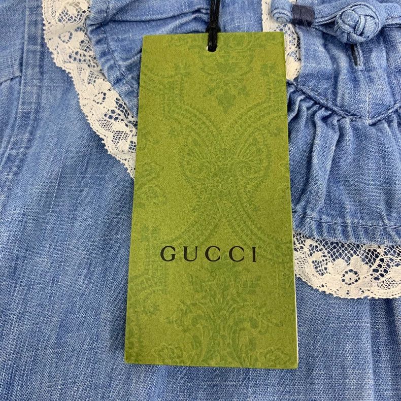 Gucci Gucci Blue lace lotus leaf lace cotton long-sleeved denim d Size XS / US 0-2 / IT 36-38 - 6 Thumbnail
