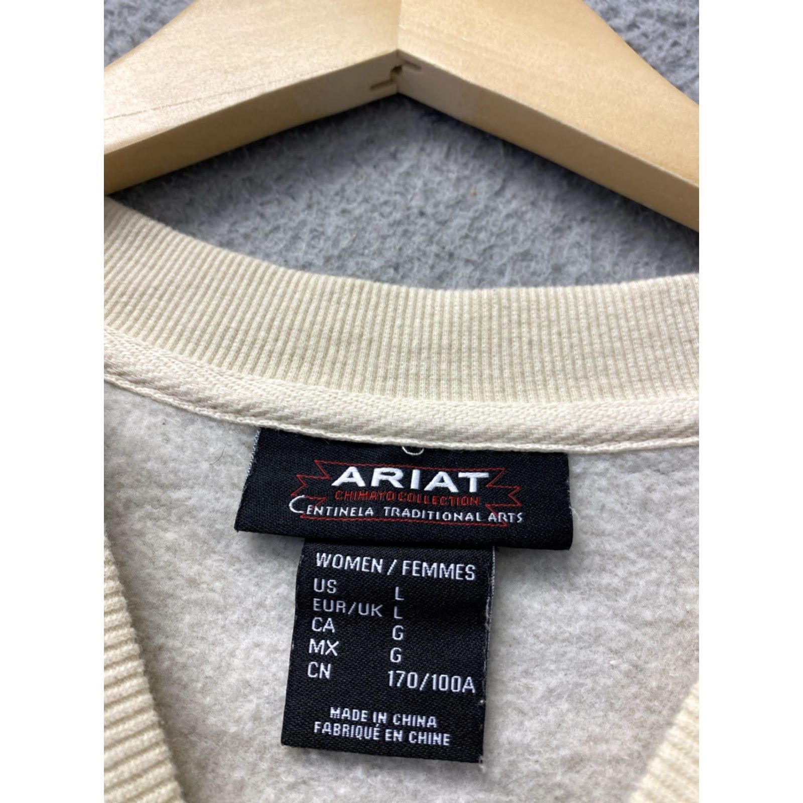 Ariat Ariat Sweatshirt Ladies Chimayo Embroidered Brindle Long Sleeve Pullover Collared Beige Size L Womens Casual Western 52% Cotton 48% Polyester Size L / US 10 / IT 46 - 2 Thumbnail