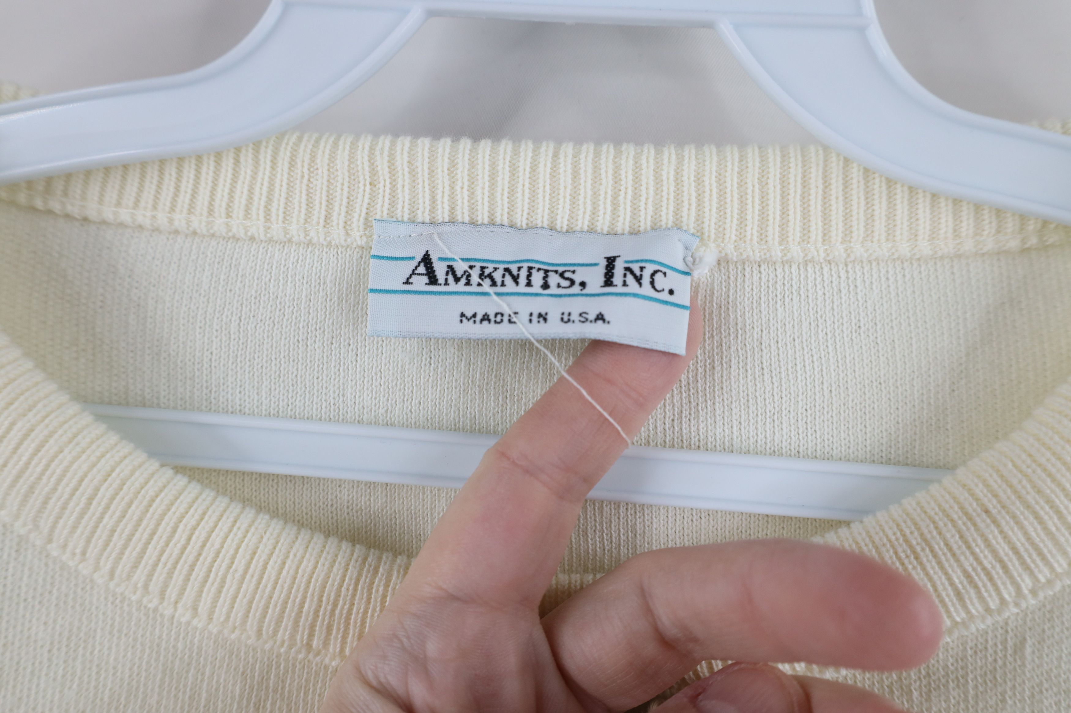 Vintage Vintage 90s Streetwear Lightweight Knit Sweater Cream USA Size XXL / US 16-18 / IT 52-54 - 5 Thumbnail
