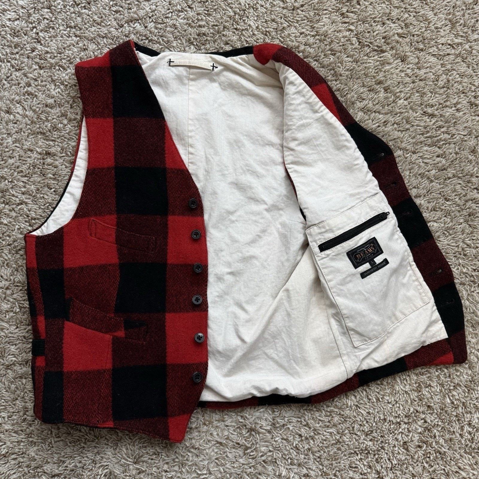 Beams Japan × Beams Plus Vintage Beams Plus Japan Buffalo Plaid Red Wool Vest Jacket Size L / US 10 / IT 46 - 2 Thumbnail