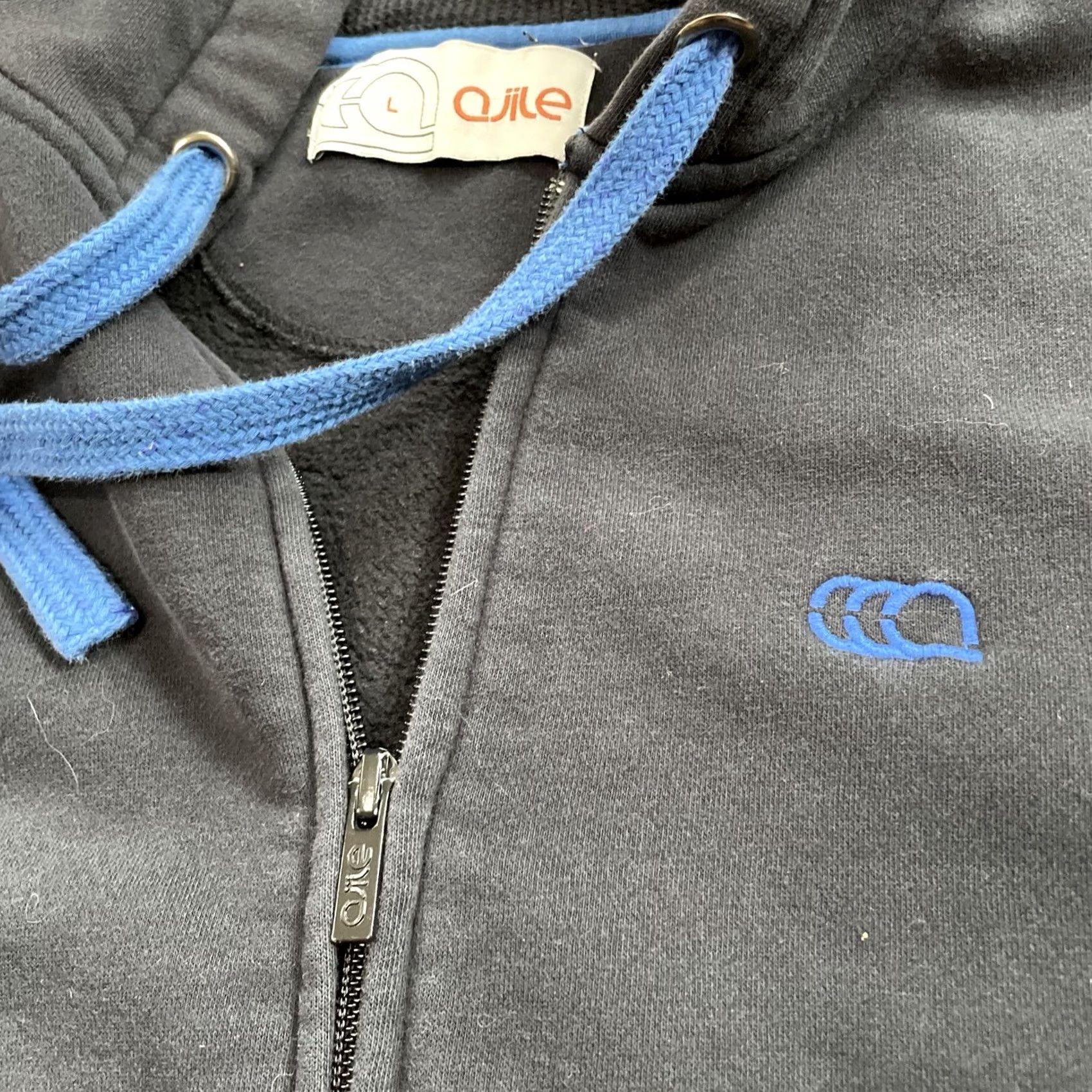Vintage AJILE Knit Vest Adult L Blue Full Zip Sport Hoodie Drawstring Retro Active L 38" Size US L / EU 52-54 / 3 - 6 Thumbnail