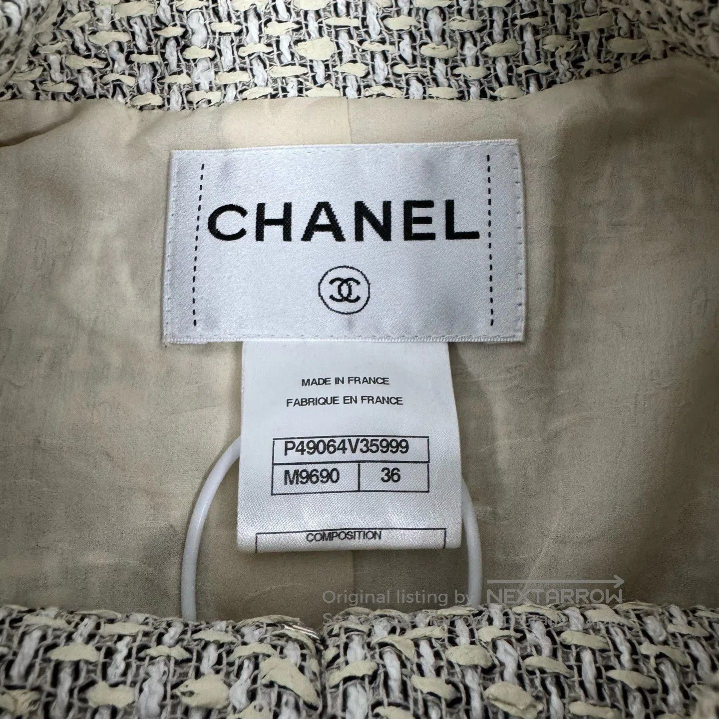 Chanel Chanel Off-white coarse woolen cardigan jacket, collarless Size S / US 4 / IT 40 - 7 Thumbnail